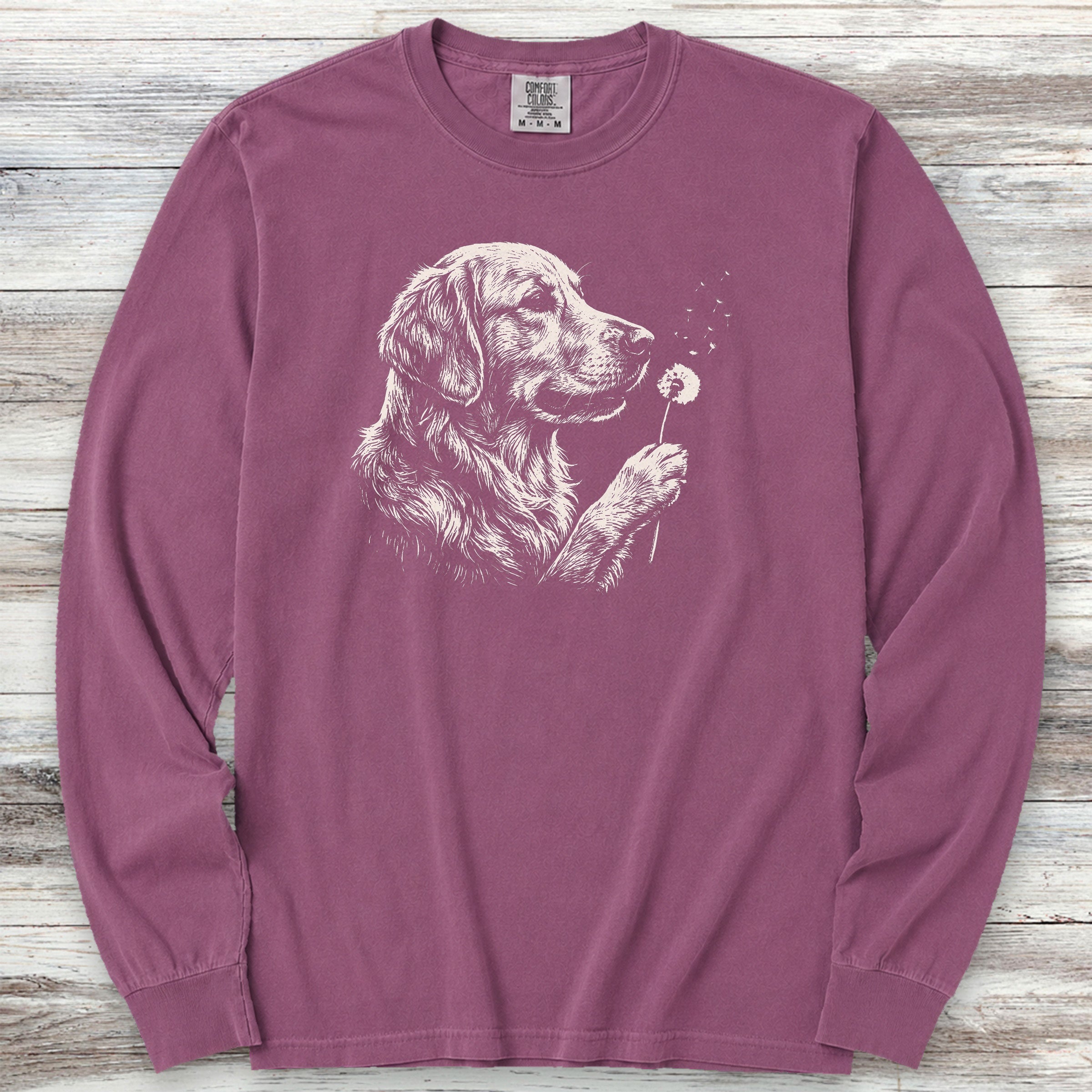 Golden Retriever Wishes Long Sleeve Tee - Berry