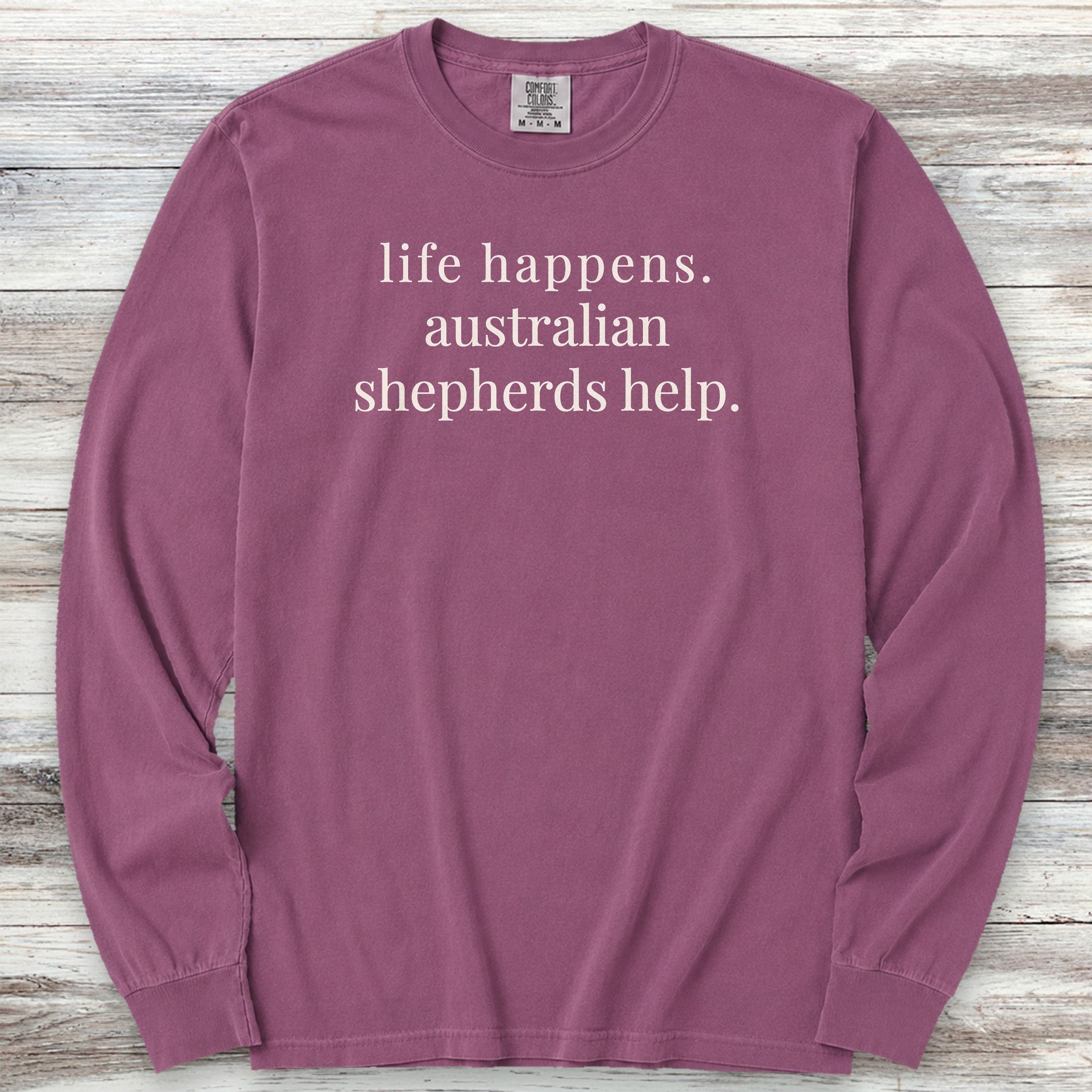 Australian Shepherds Help Long Sleeve Tee - Berry