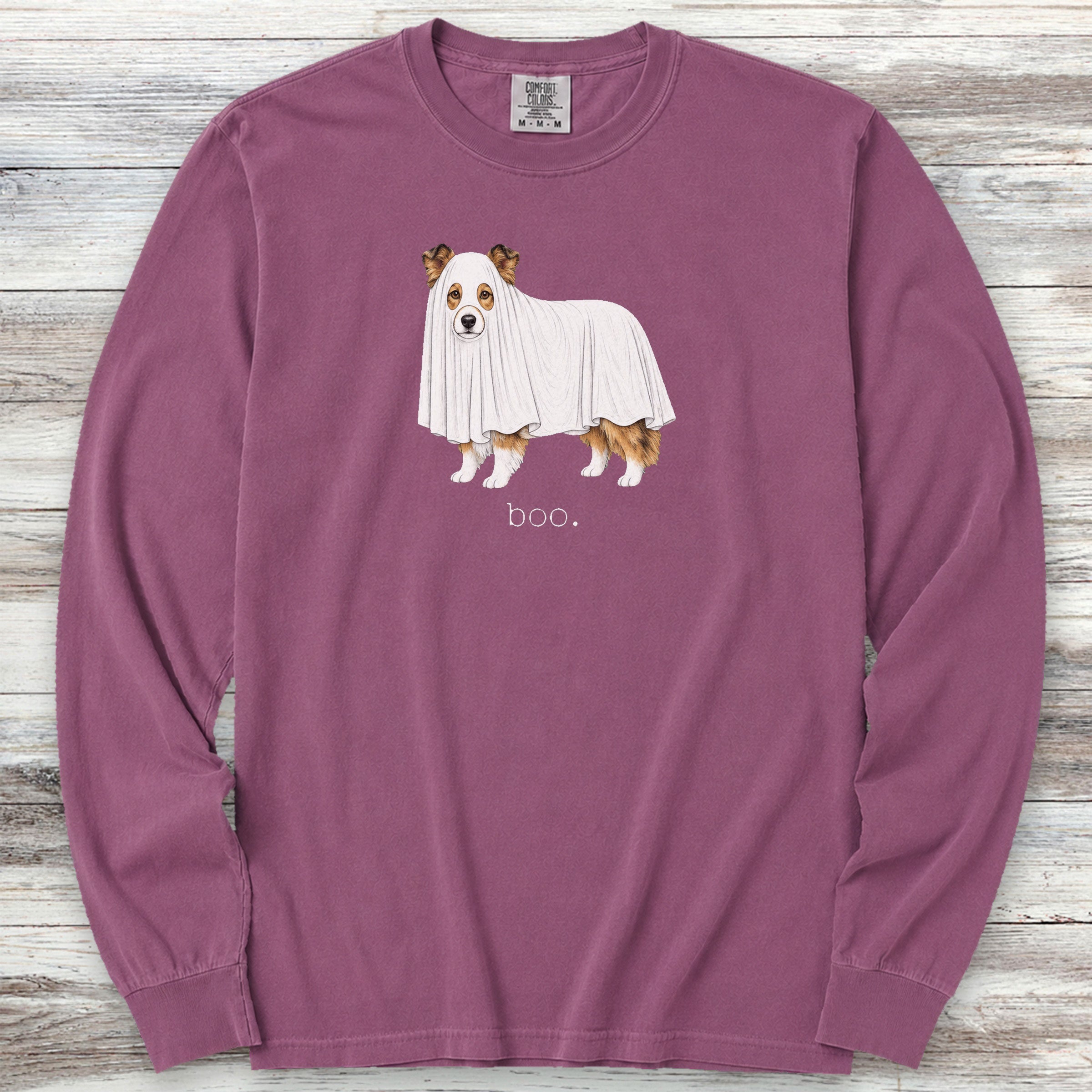 Shetland Sheepdog Boo Long Sleeve Tee - Berry