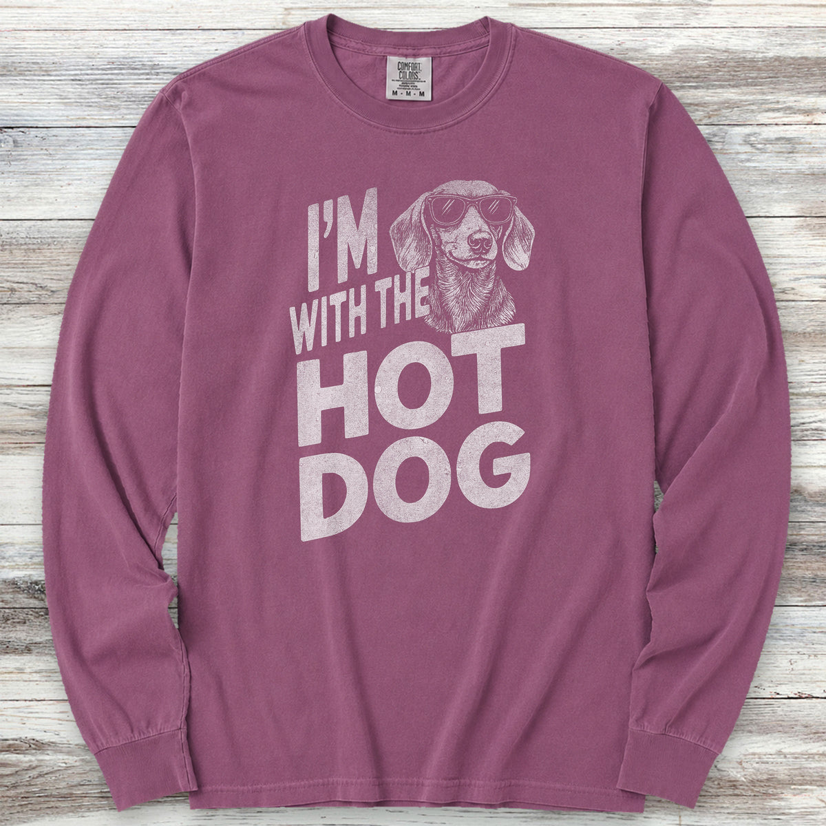 Dachshund Hot Dog Long Sleeve Tee - Berry