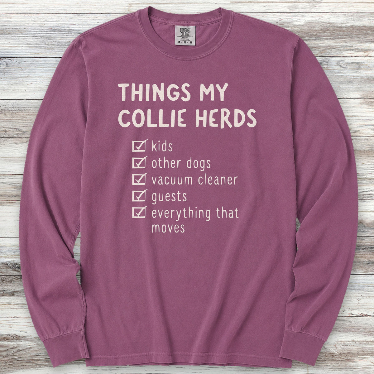 Collie Herding List Long Sleeve Tee - Berry