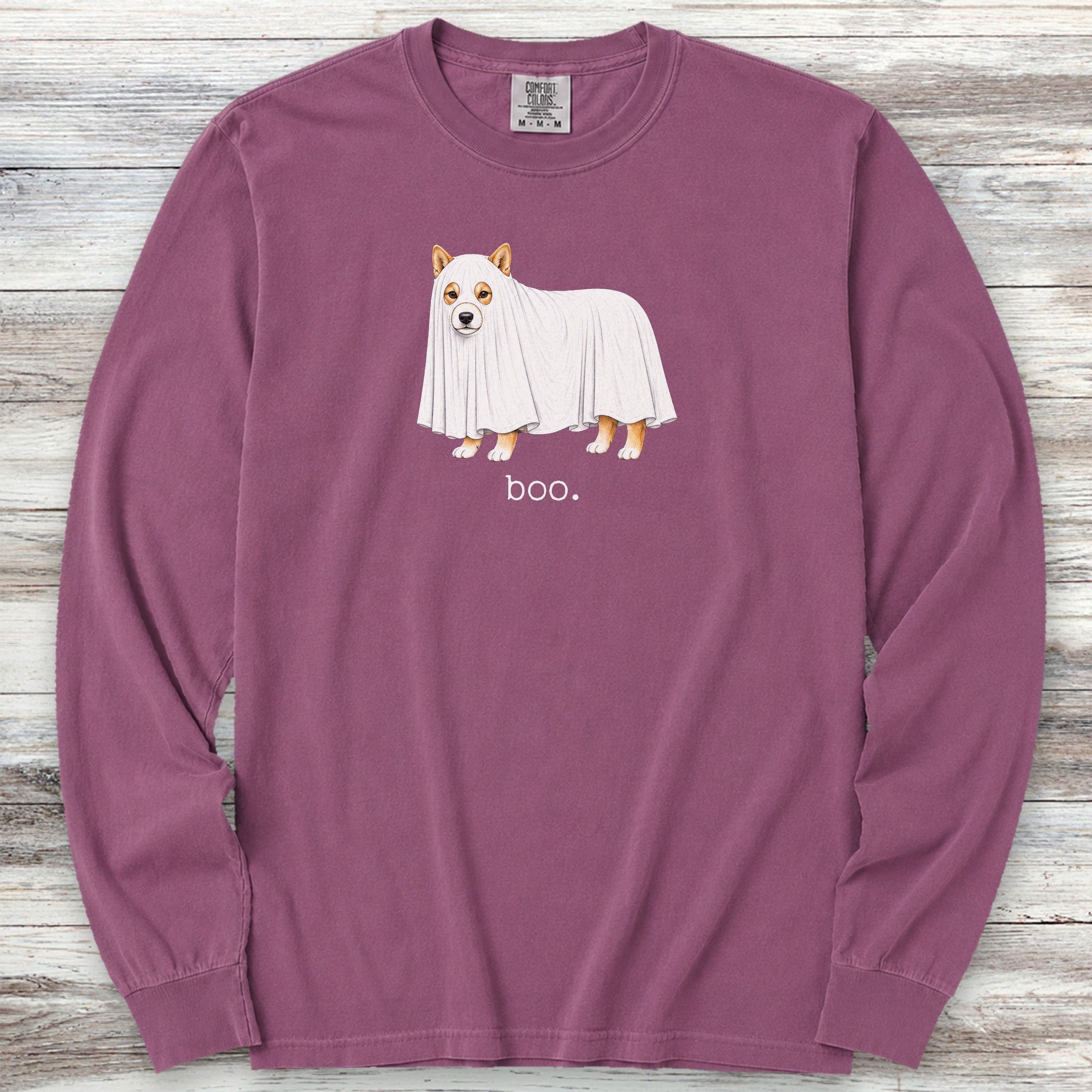 Shiba Inu Boo Long Sleeve Tee - Berry