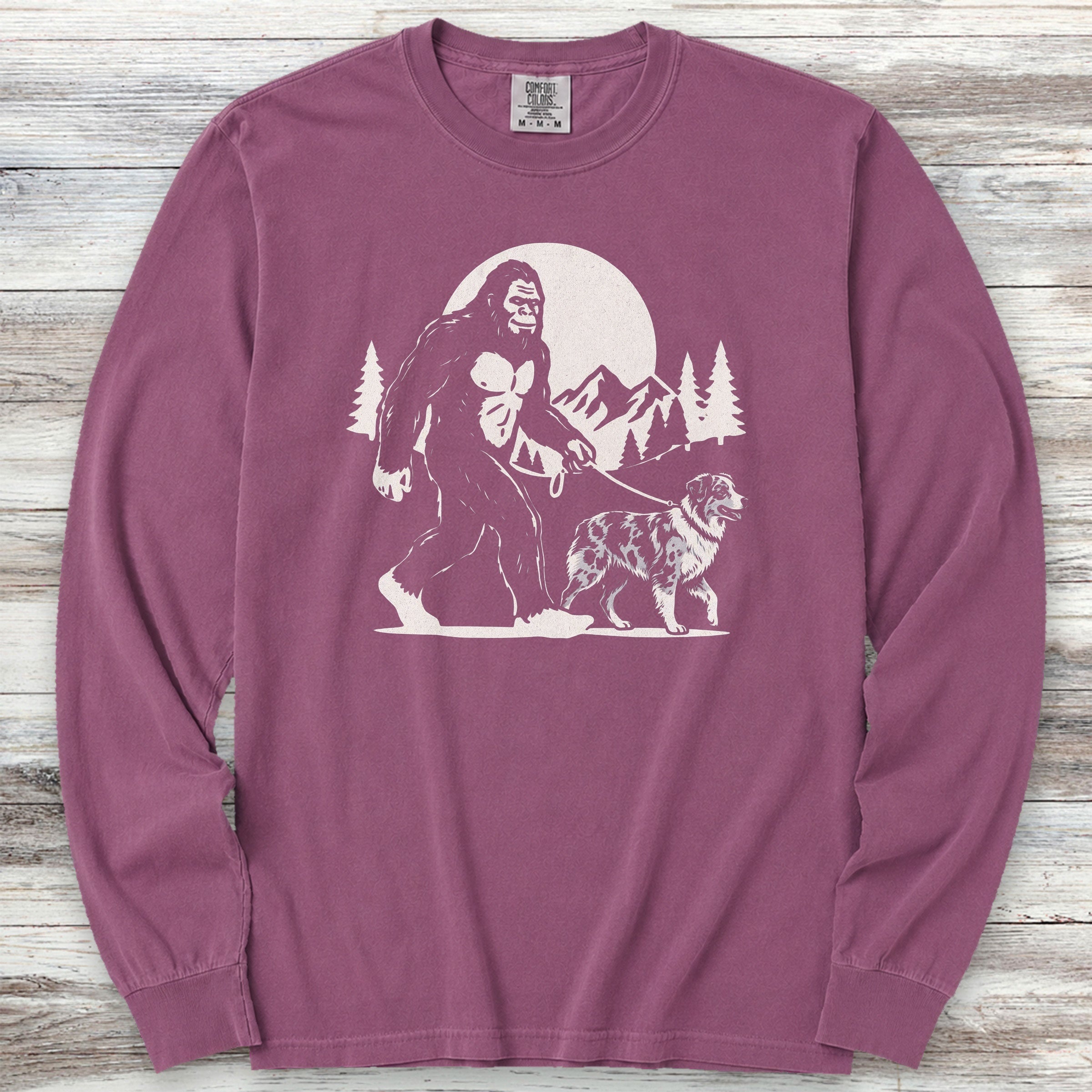 Australian Shepherd Merle Bigfoot Long Sleeve Tee - Berry