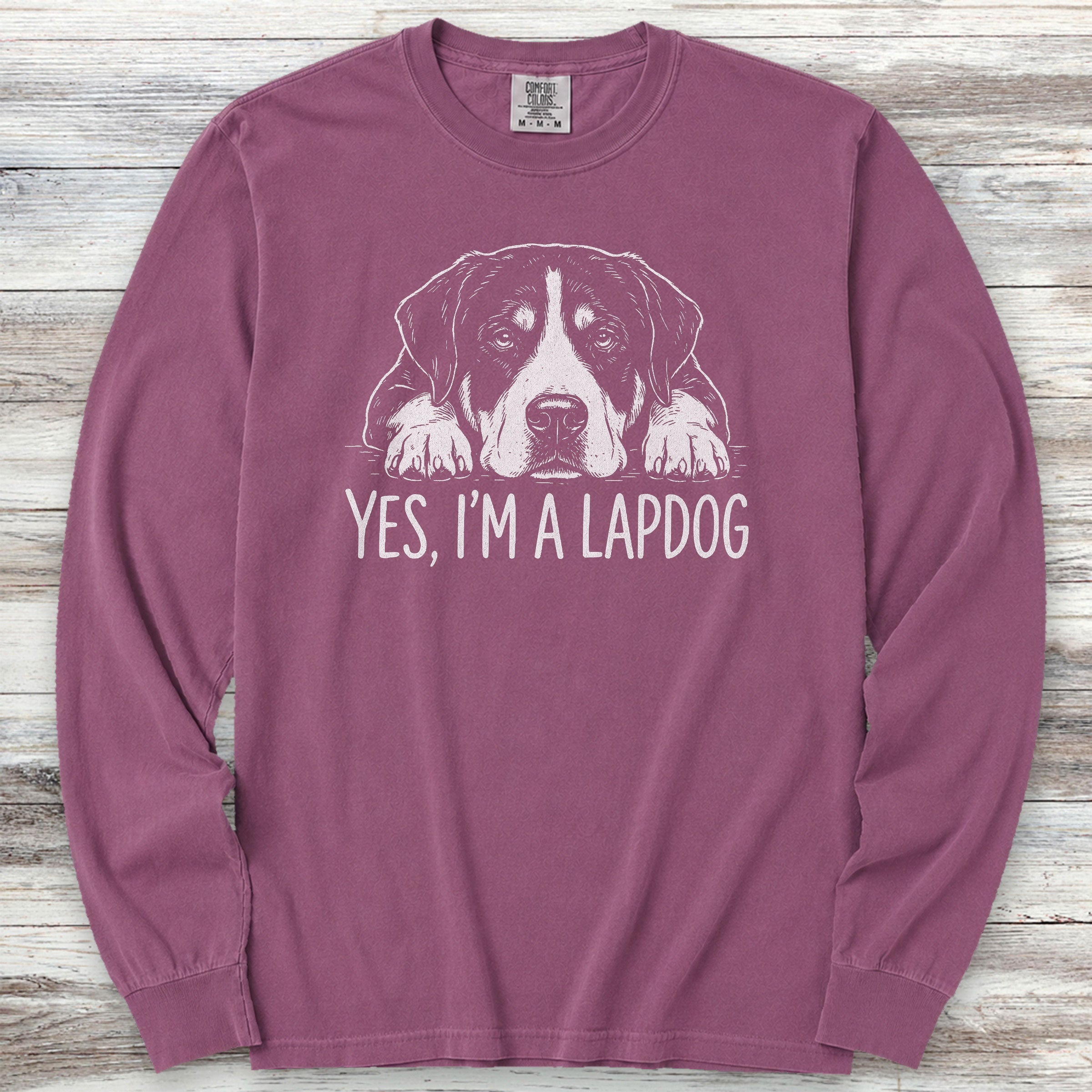 Swiss Mountain Dog Lap Dog Long Sleeve Tee - Berry