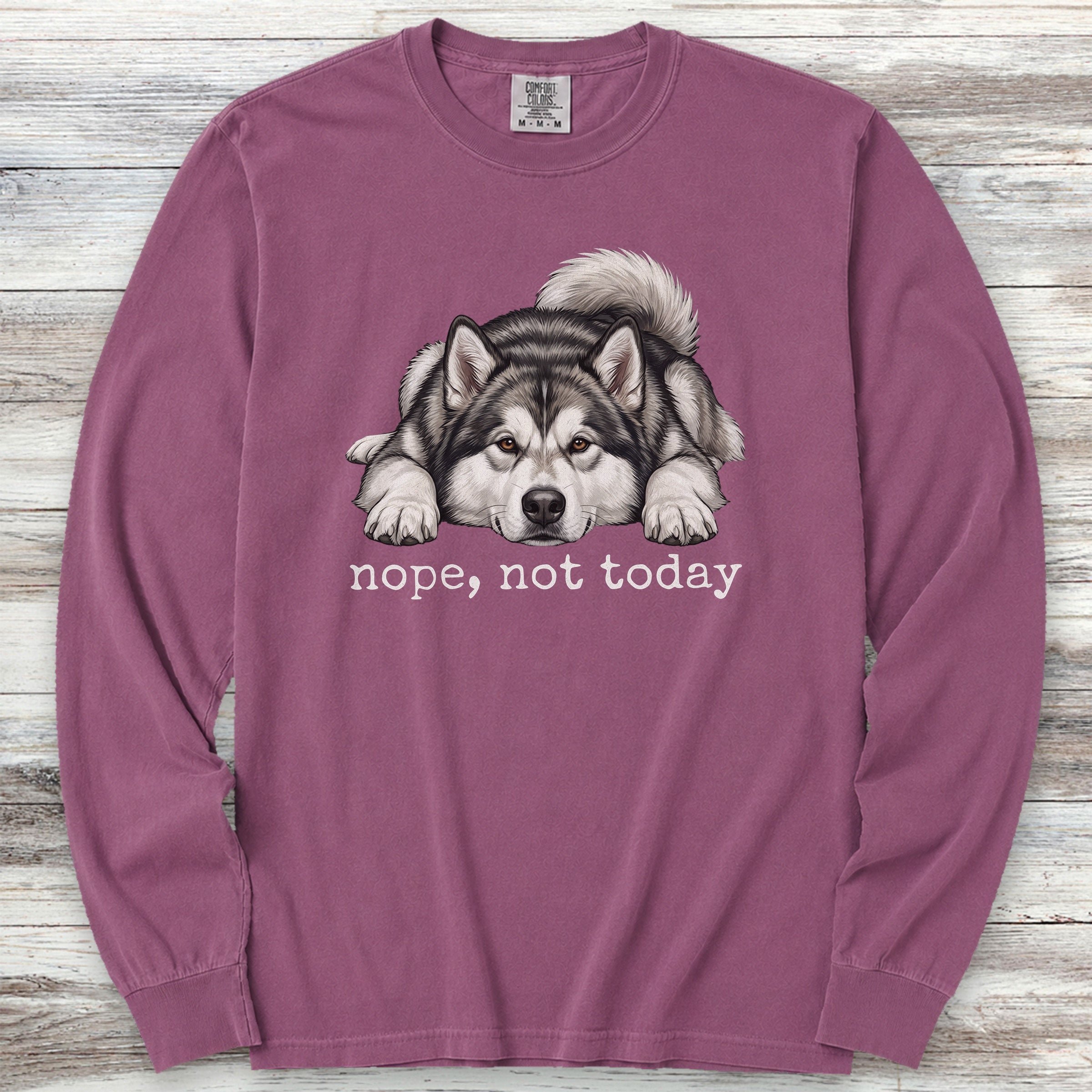 Alaskan Malamute Nope Long Sleeve Tee - Berry