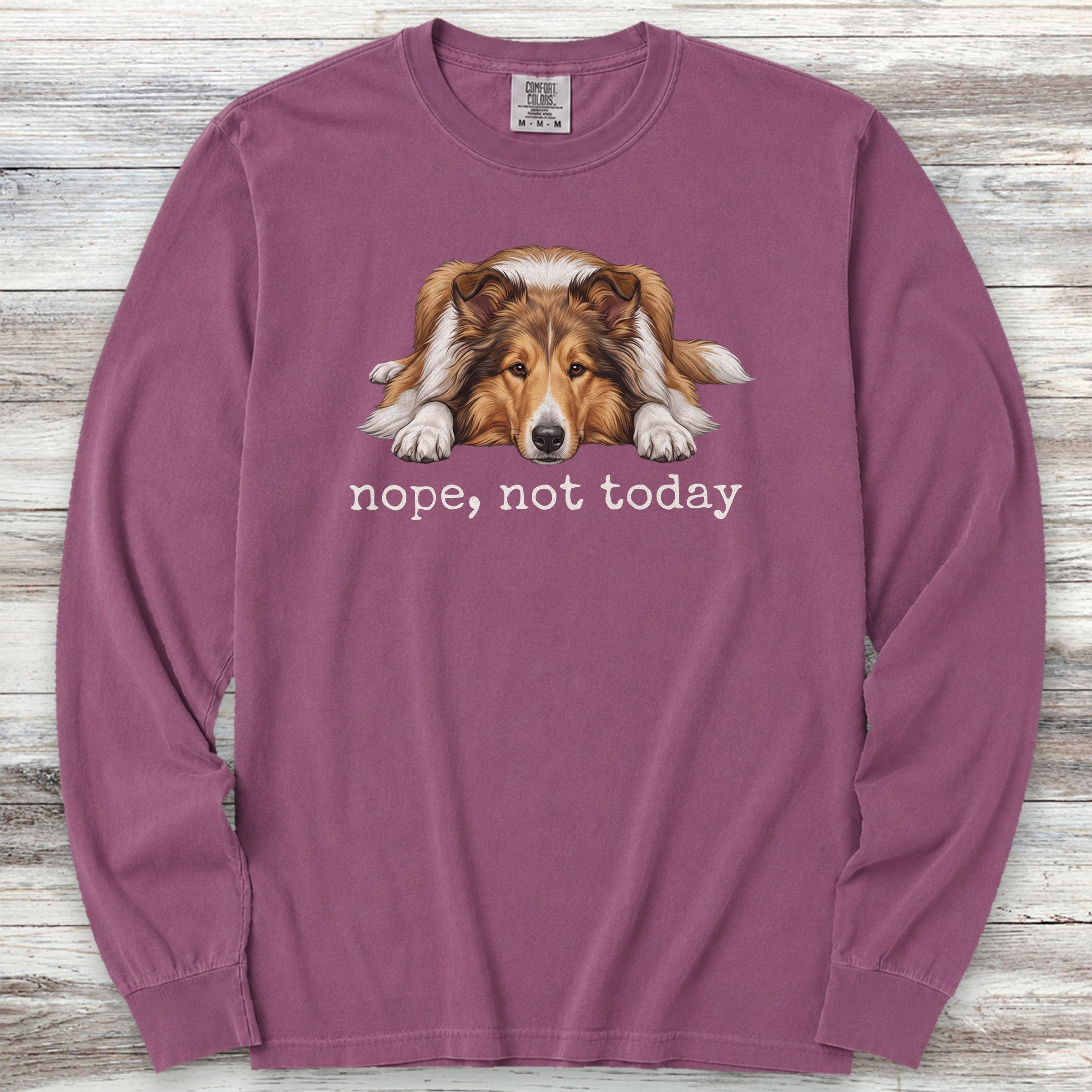 Rough Collie Nope Long Sleeve Tee - Berry