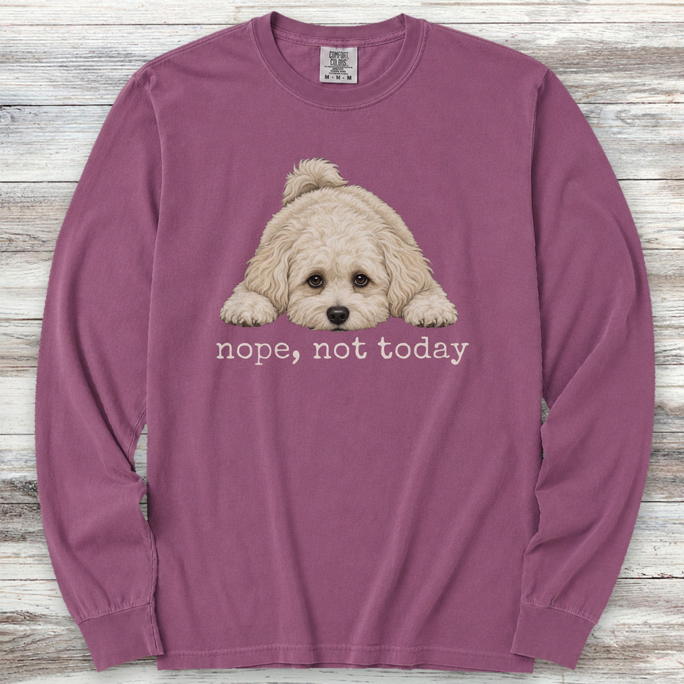 Maltipoo Nope Long Sleeve Tee - Berry