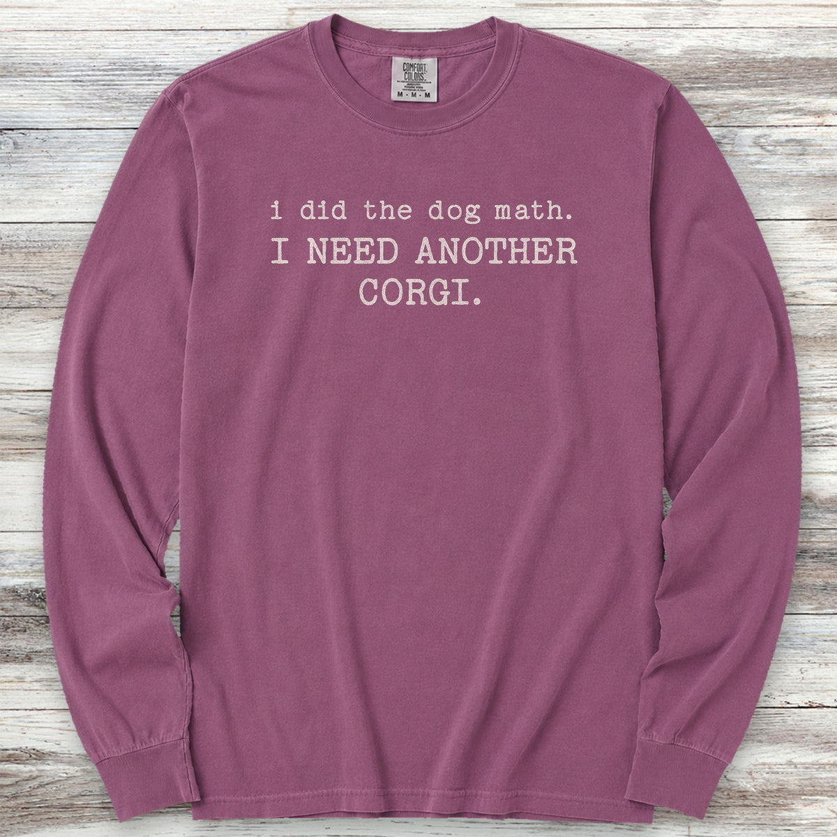 Corgi Dog Math Long Sleeve Tee - Berry