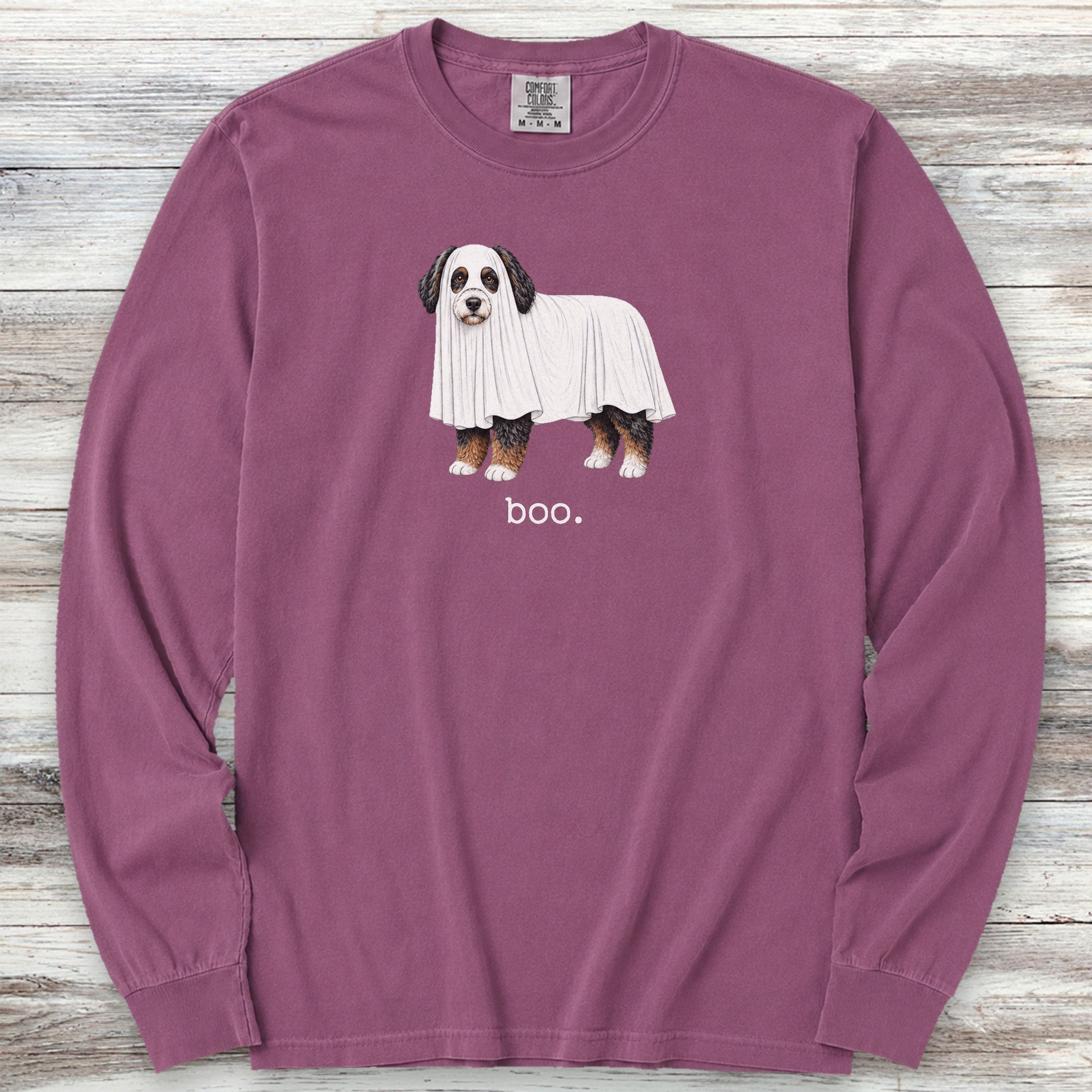 Bernedoodle Boo Long Sleeve Tee - Berry