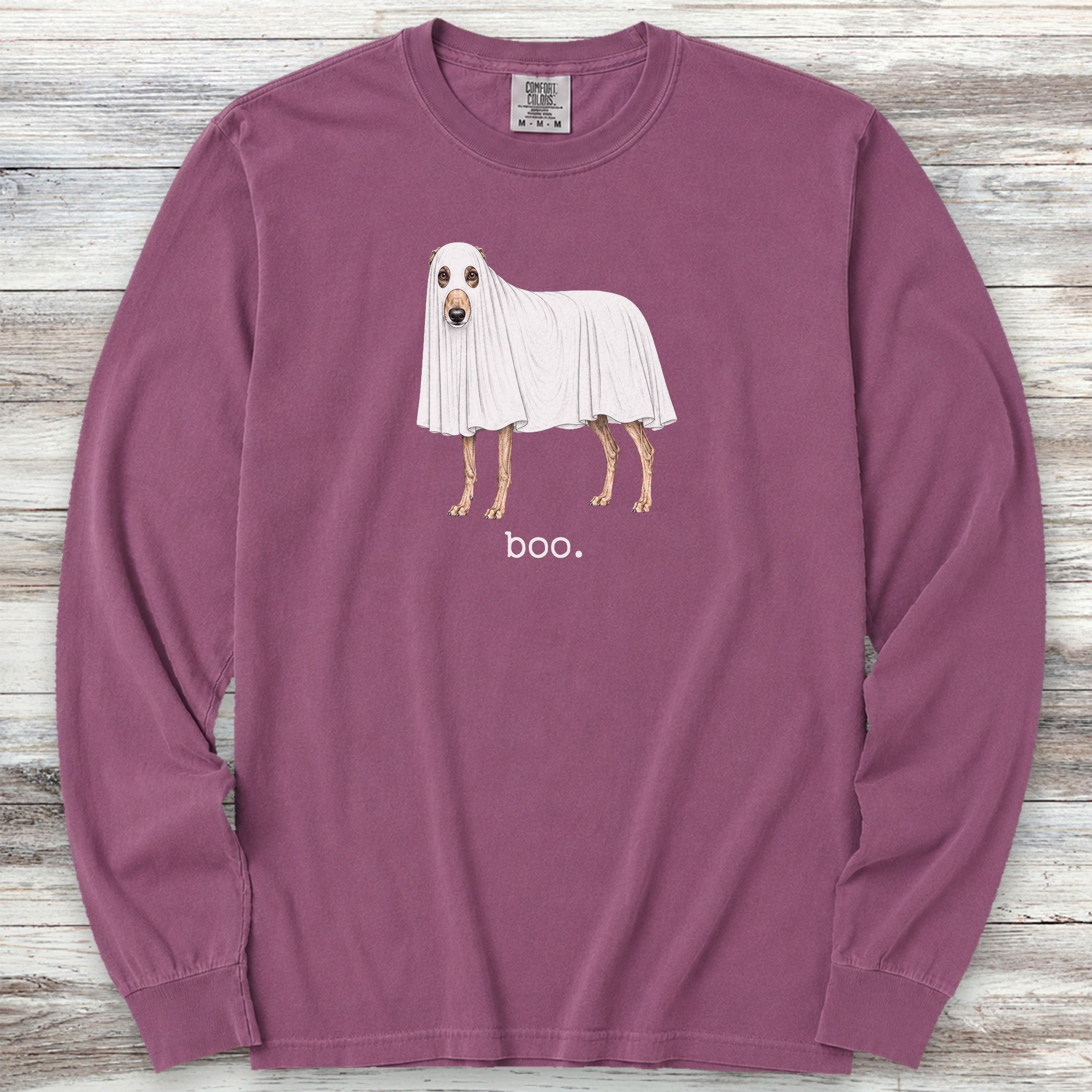 Greyhound Boo Long Sleeve Tee - Berry