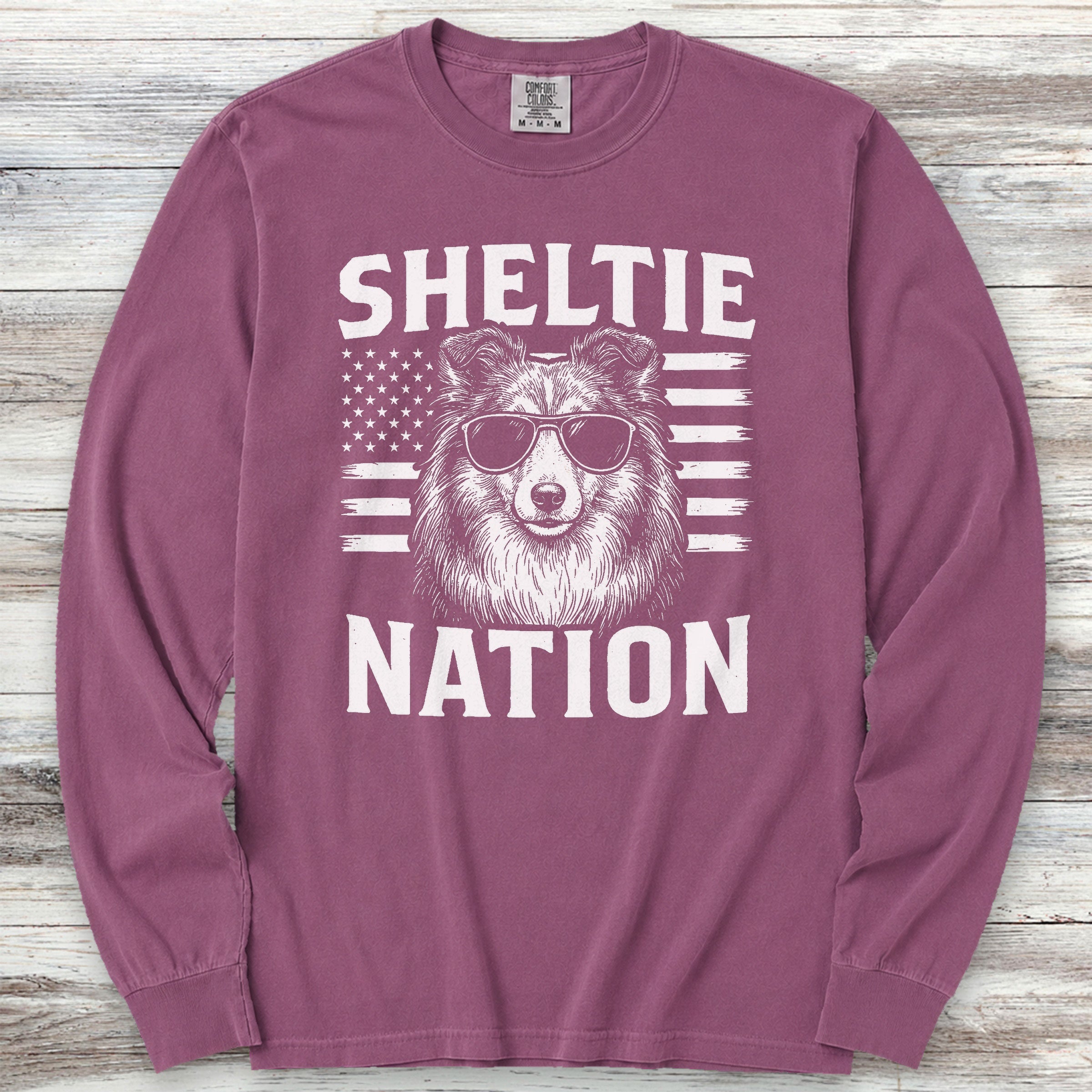 Shetland Sheepdog Nation Long Sleeve Tee - Berry