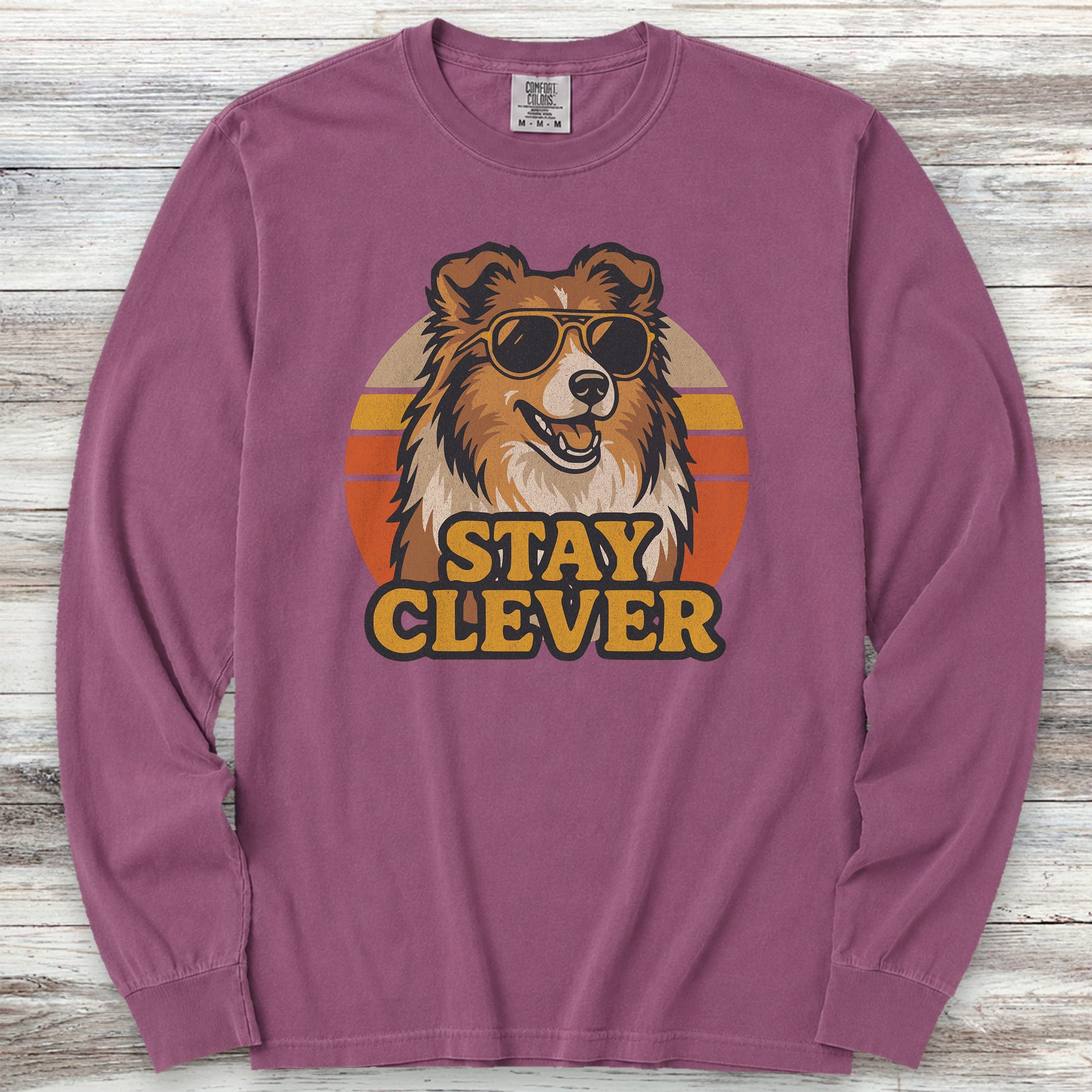 Shetland Sheepdog Clever Long Sleeve Tee - Berry