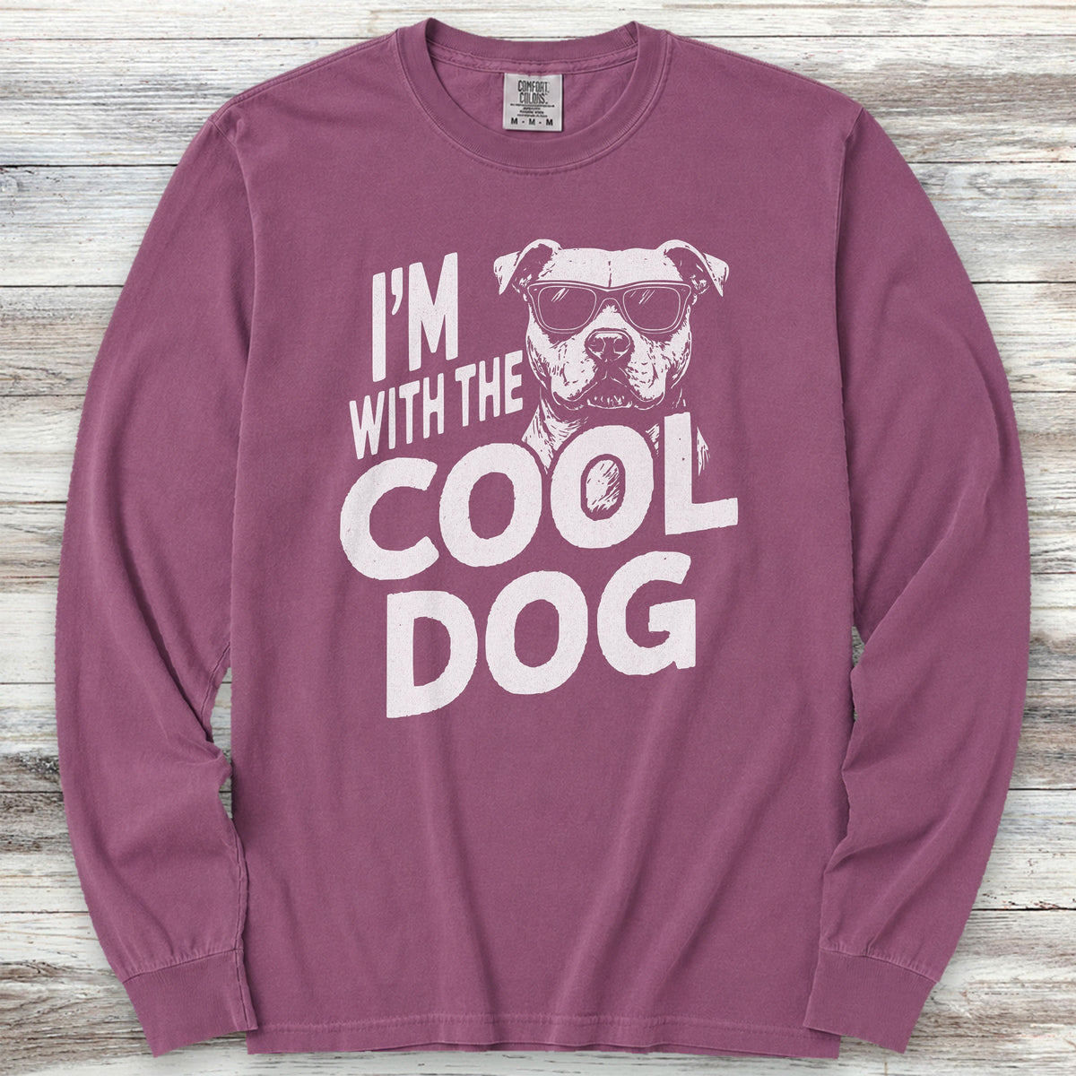 Pit Bull Cool Dog Long Sleeve Tee - Berry