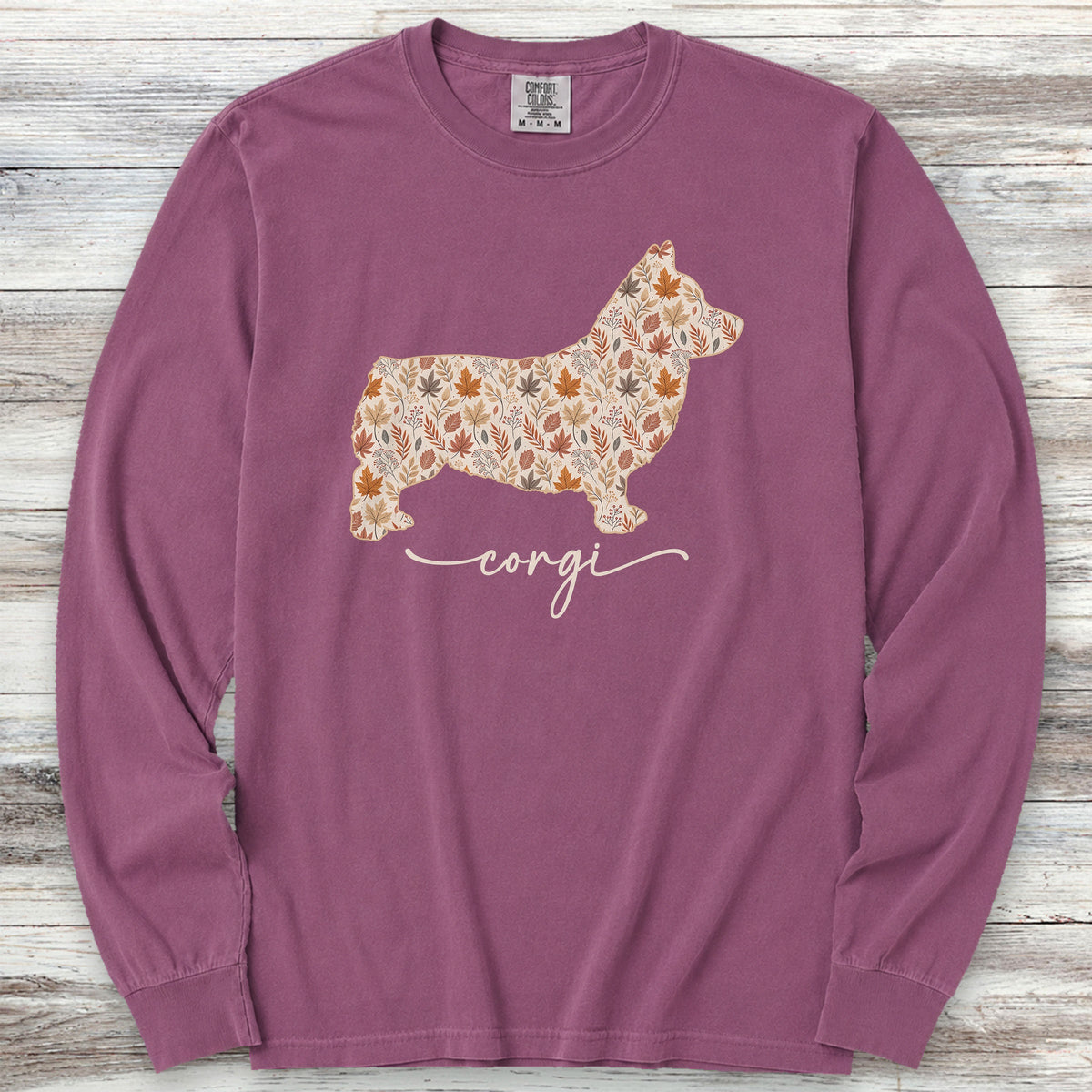 Corgi Fall Long Sleeve Tee - Berry