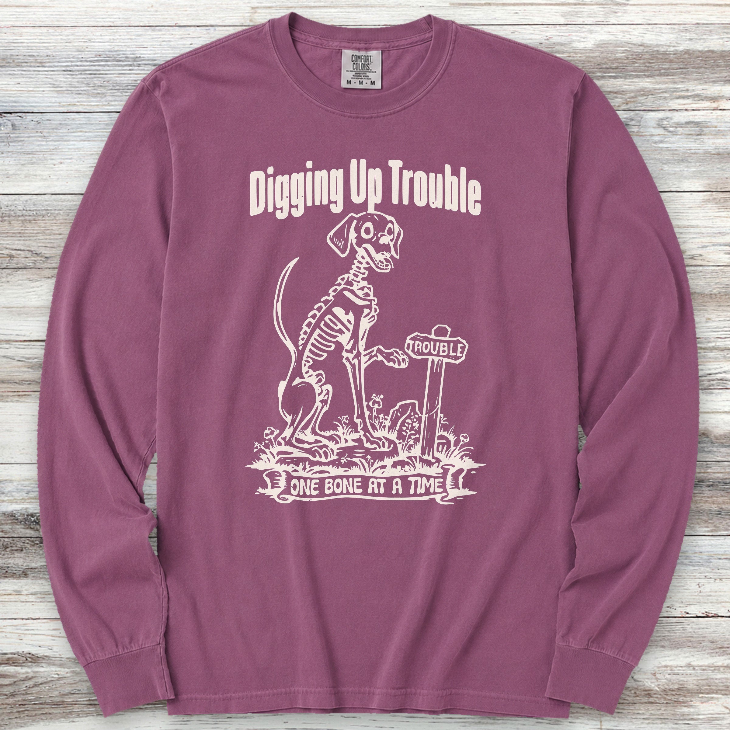 Digging Up Trouble Long Sleeve Tee - Berry