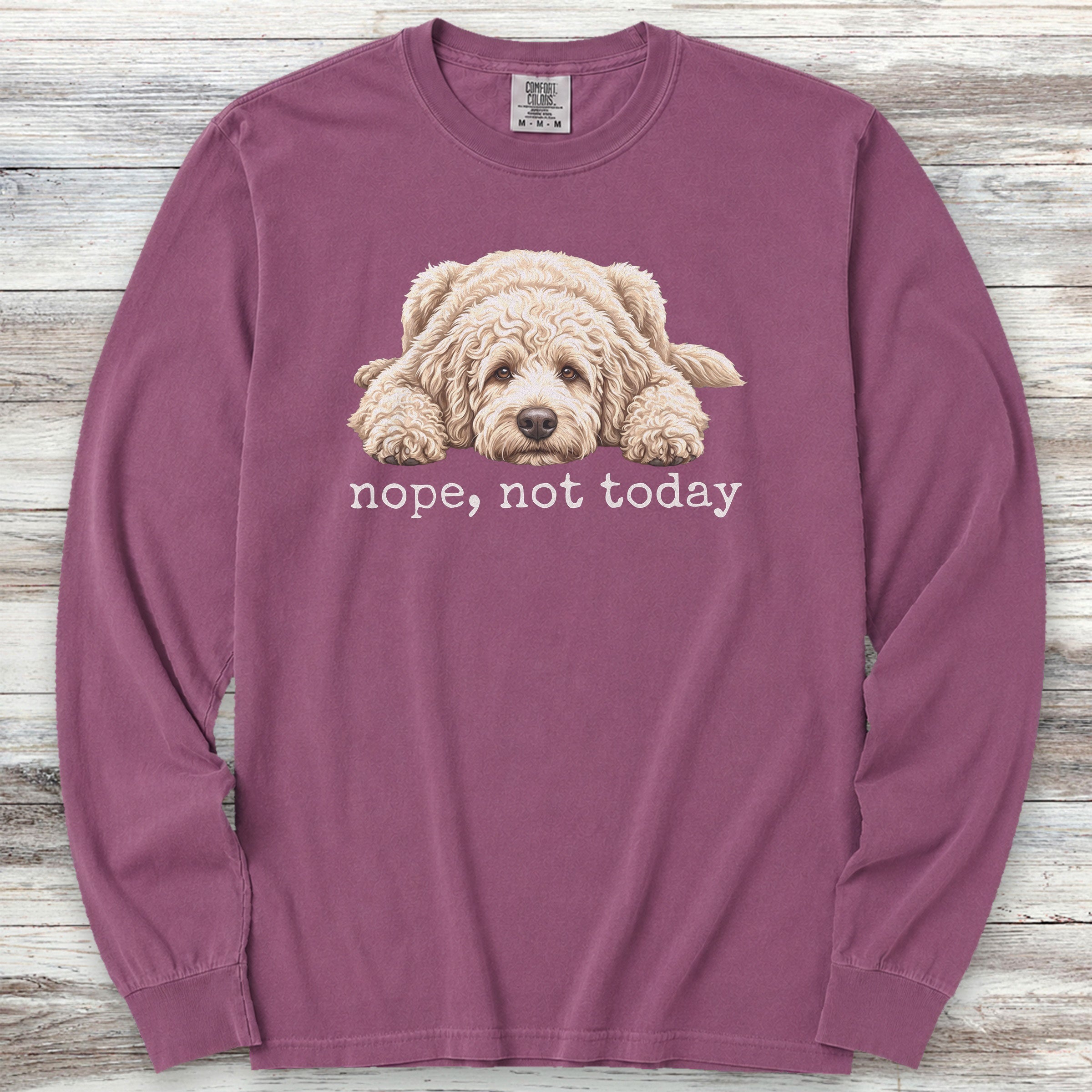 Goldendoodle Cream Nope Long Sleeve Tee - Berry