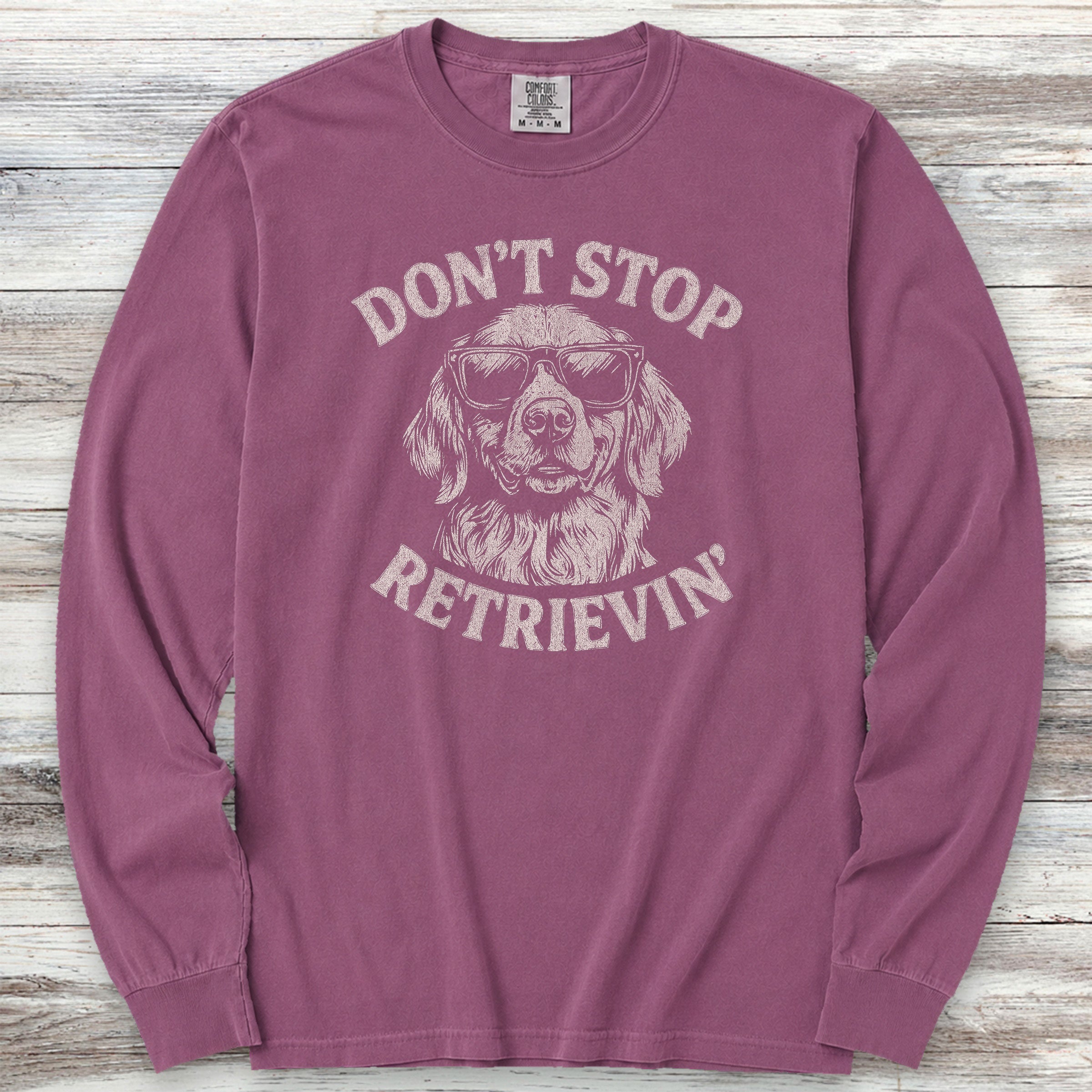 Golden Retriever Don't Stop Long Sleeve Tee - Berry