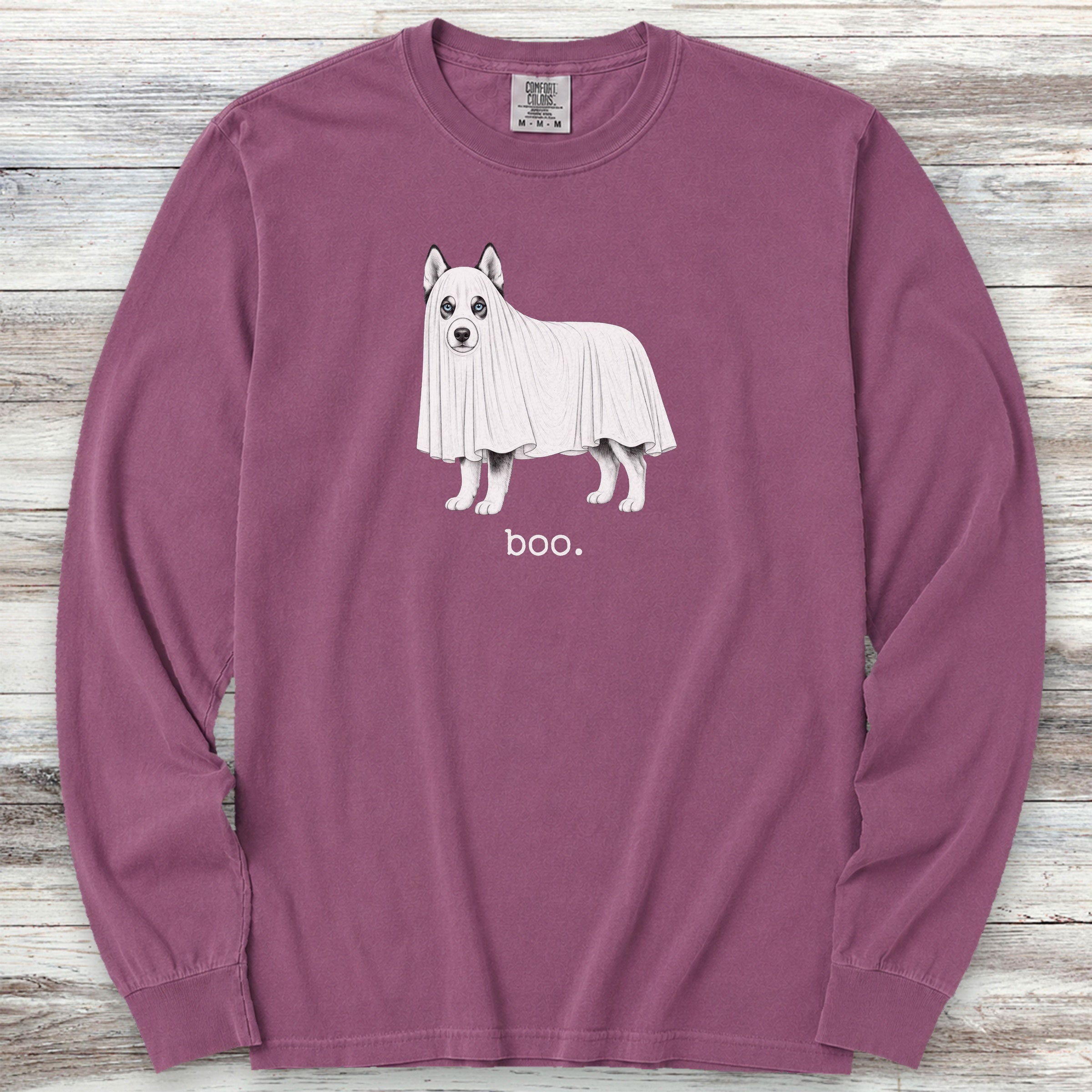 Siberian Husky Boo Long Sleeve Tee - Berry