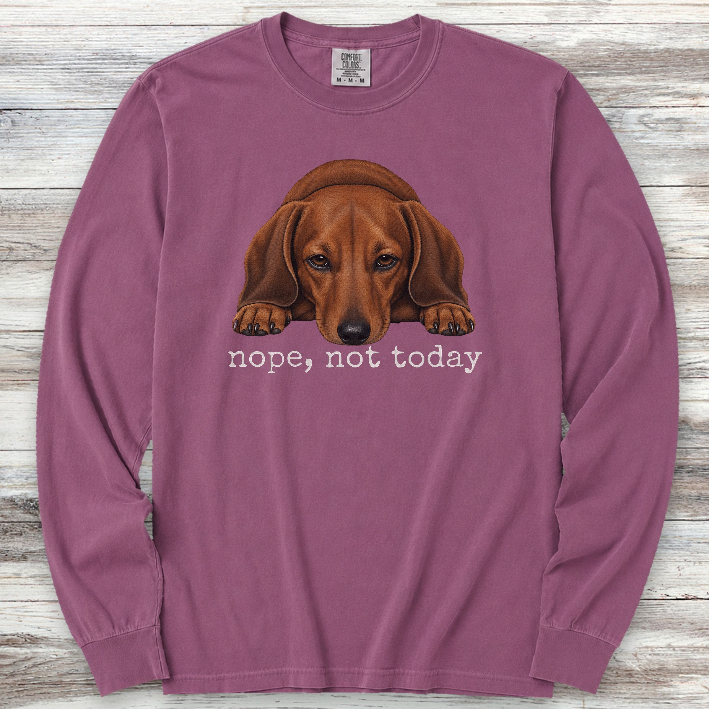 Dachshund Nope Long Sleeve Tee - Berry