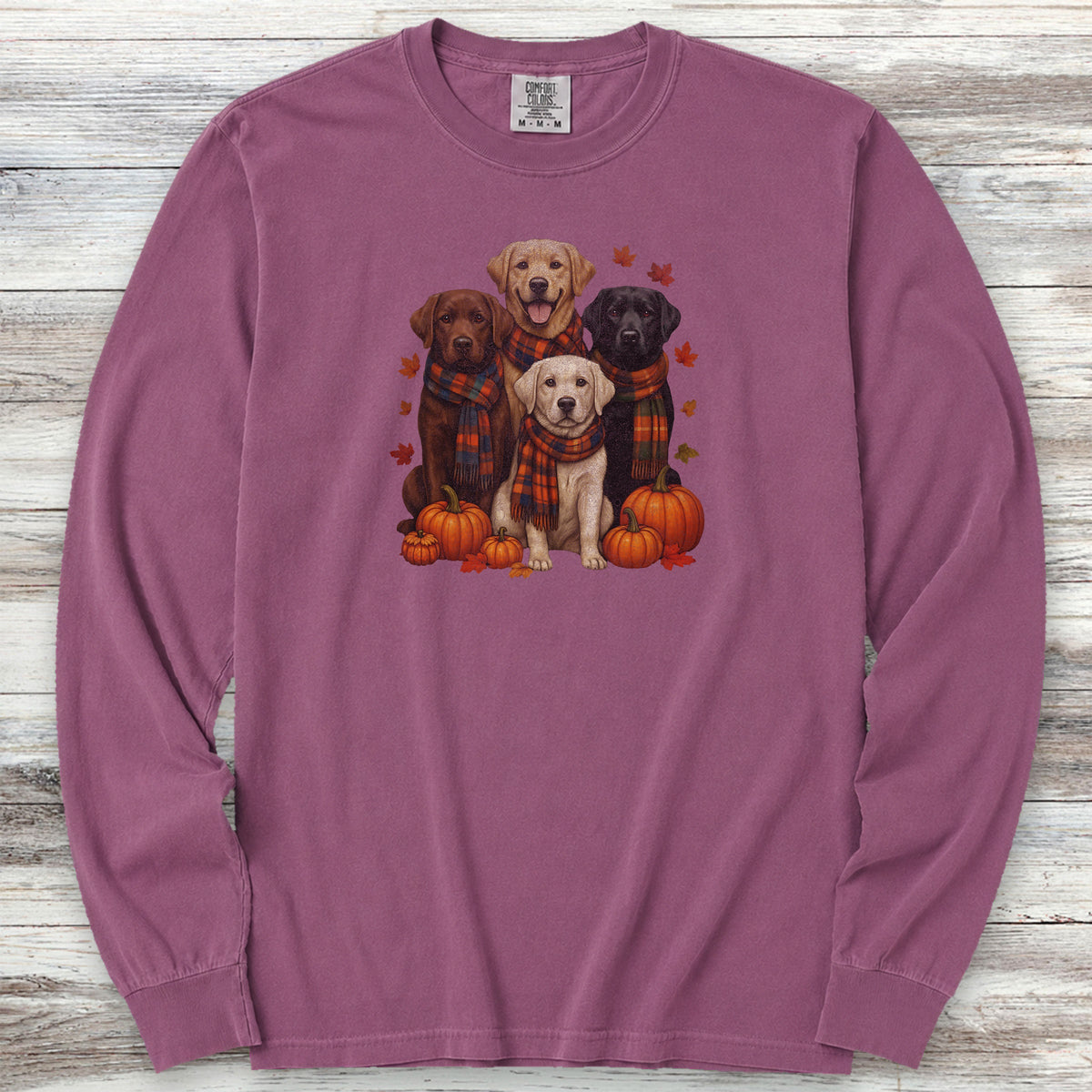 Labrador Retriever Fall Long Sleeve Tee - Berry