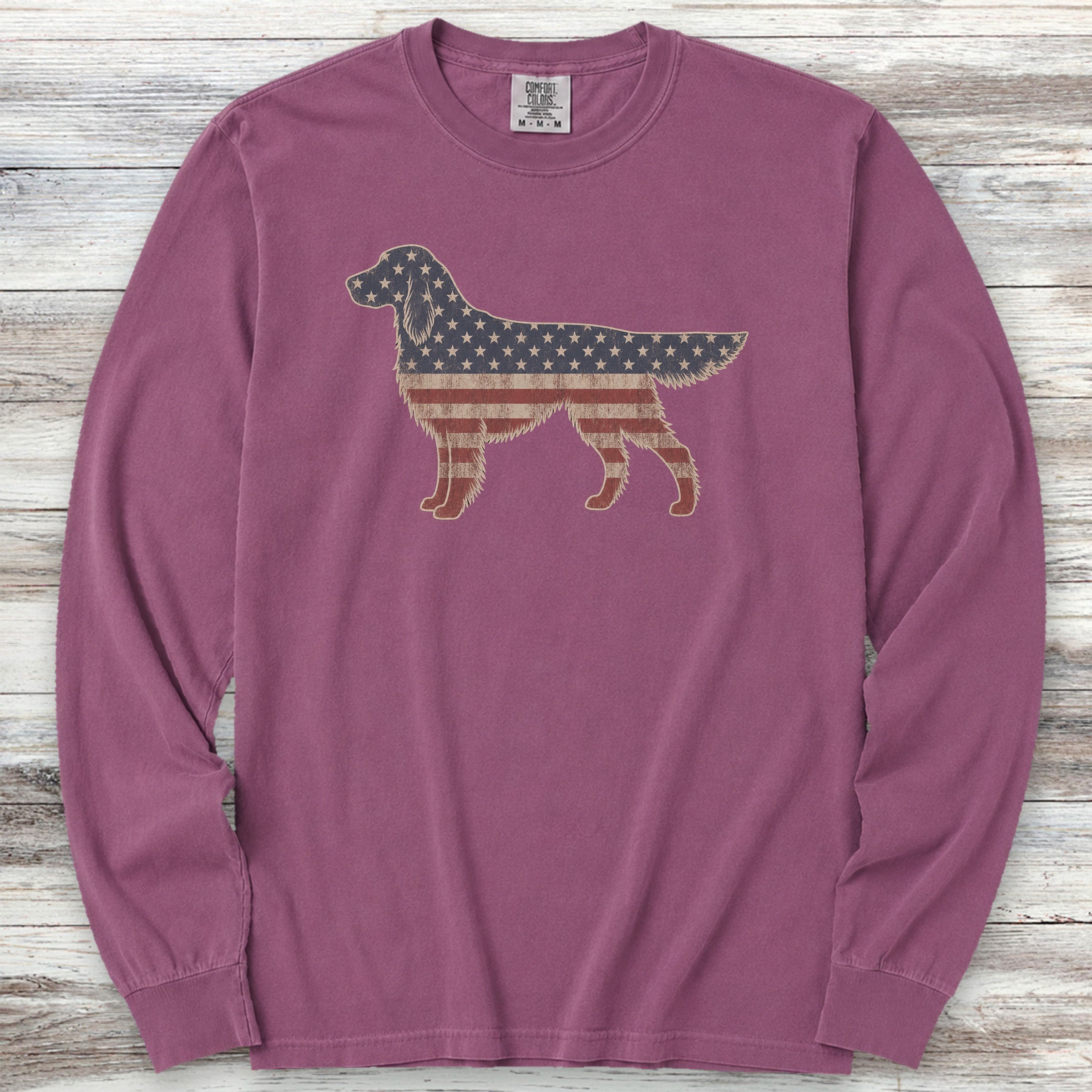 English Setter Vintage USA Long Sleeve Tee - Berry