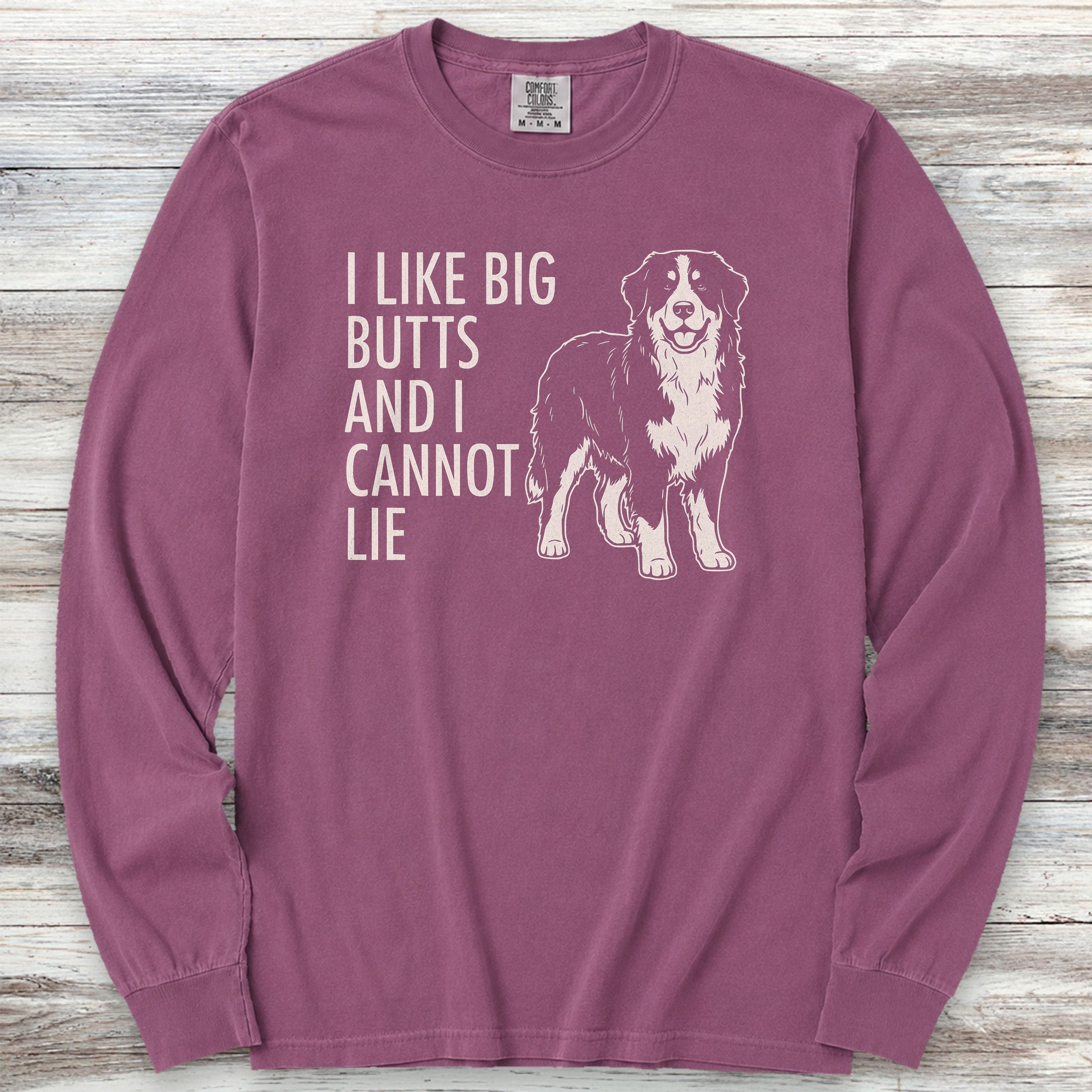 Bernese Mountain Dog Big Butts Long Sleeve Tee - Berry