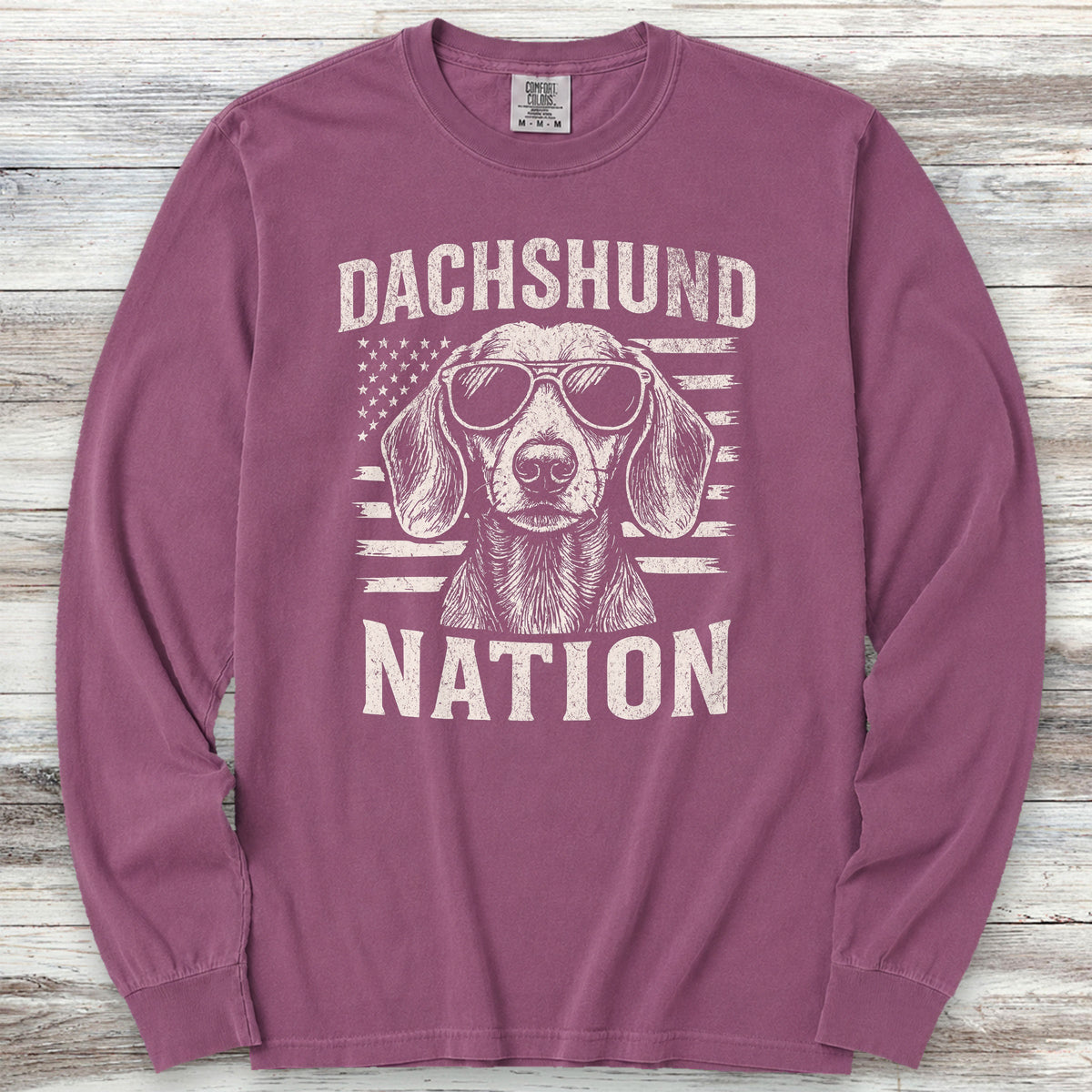 Dachshund Nation Long Sleeve Tee - Berry