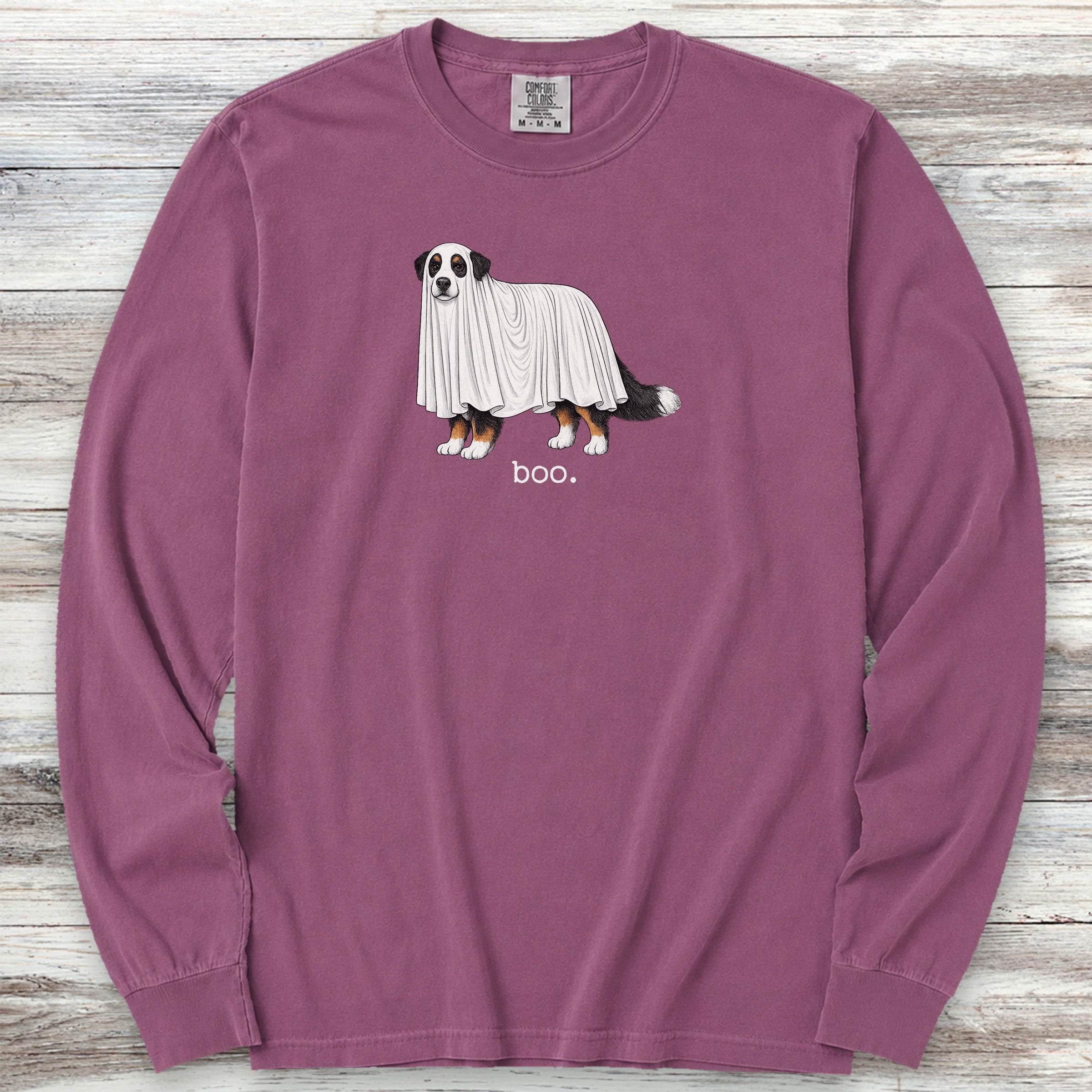 Bernese Mountain Dog Boo Long Sleeve Tee - Berry