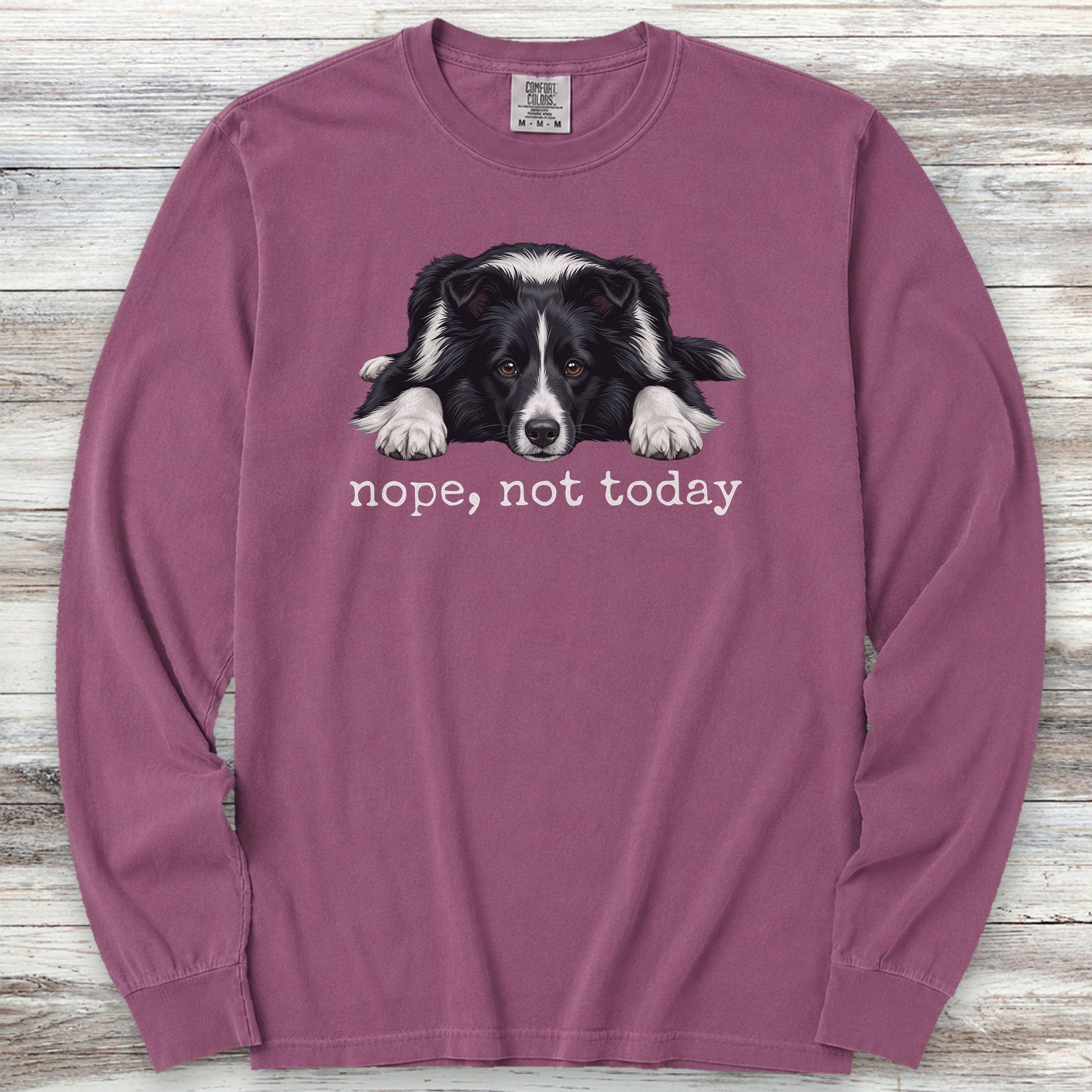 Shetland Sheepdog Bi-Black Nope Long Sleeve Tee - Berry