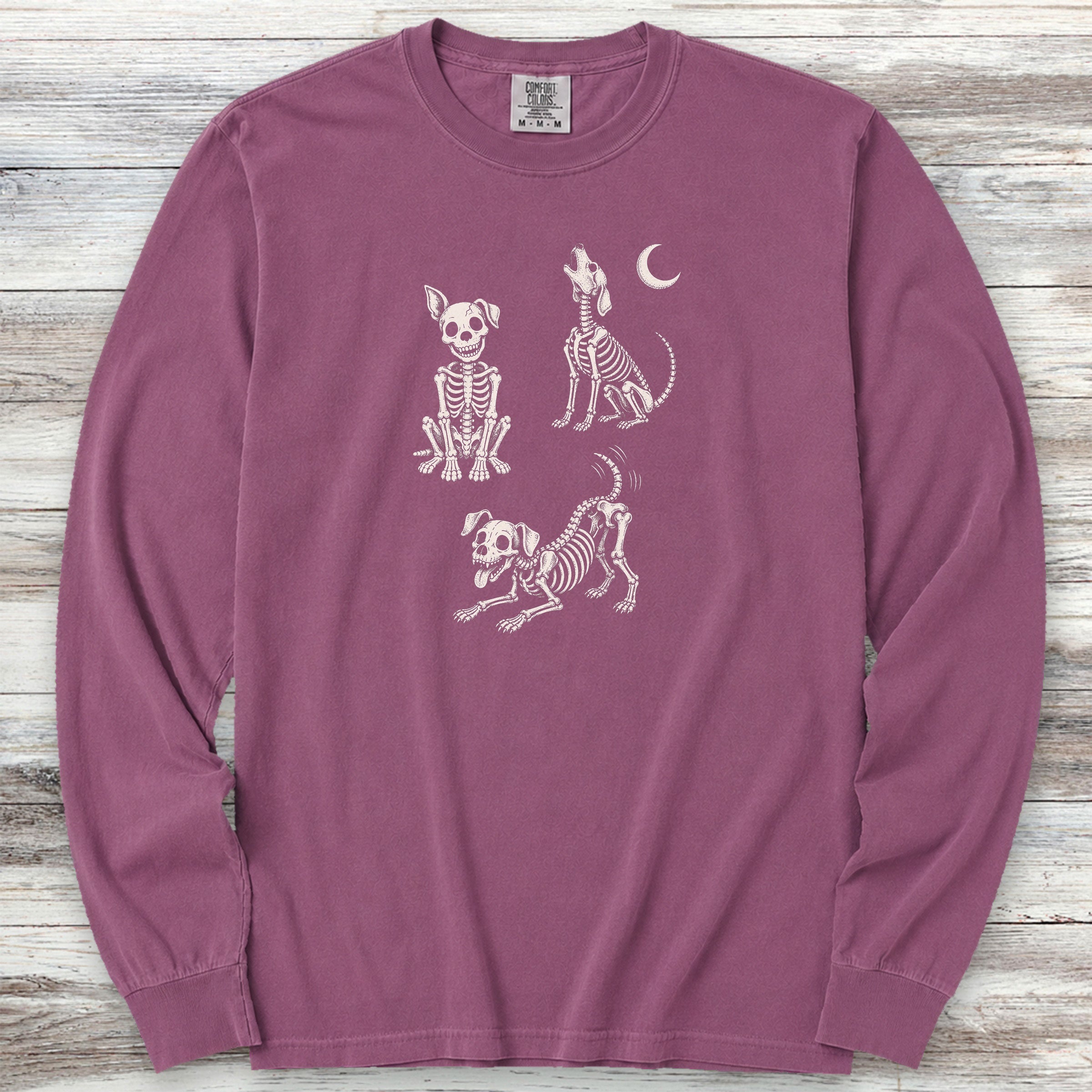 Skelly Dog Long Sleeve Tee - Berry