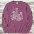 Doodle Cowgirl Long Sleeve Tee - Berry