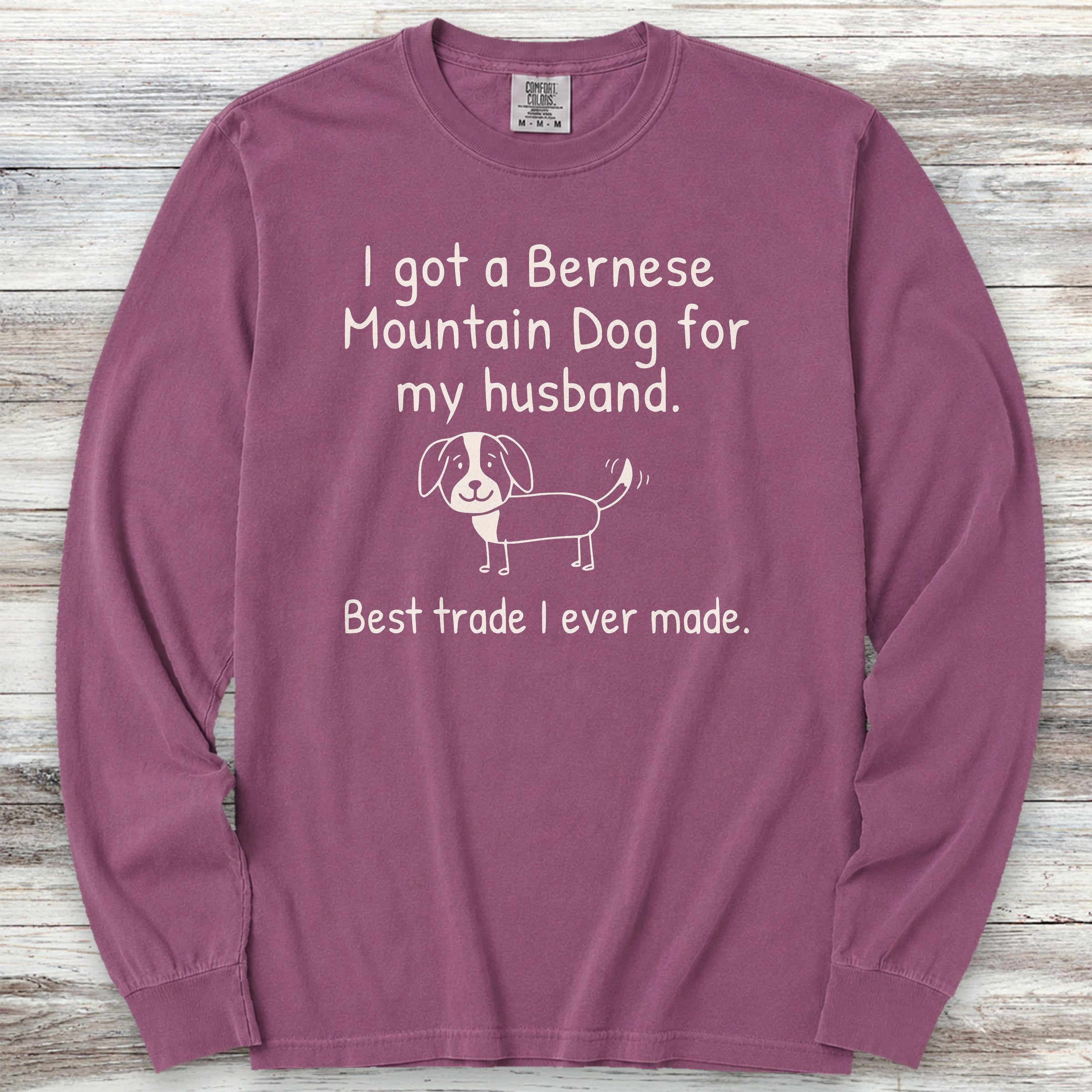 Bernese Mountain Dog 4 Husband Long Sleeve Tee - Berry