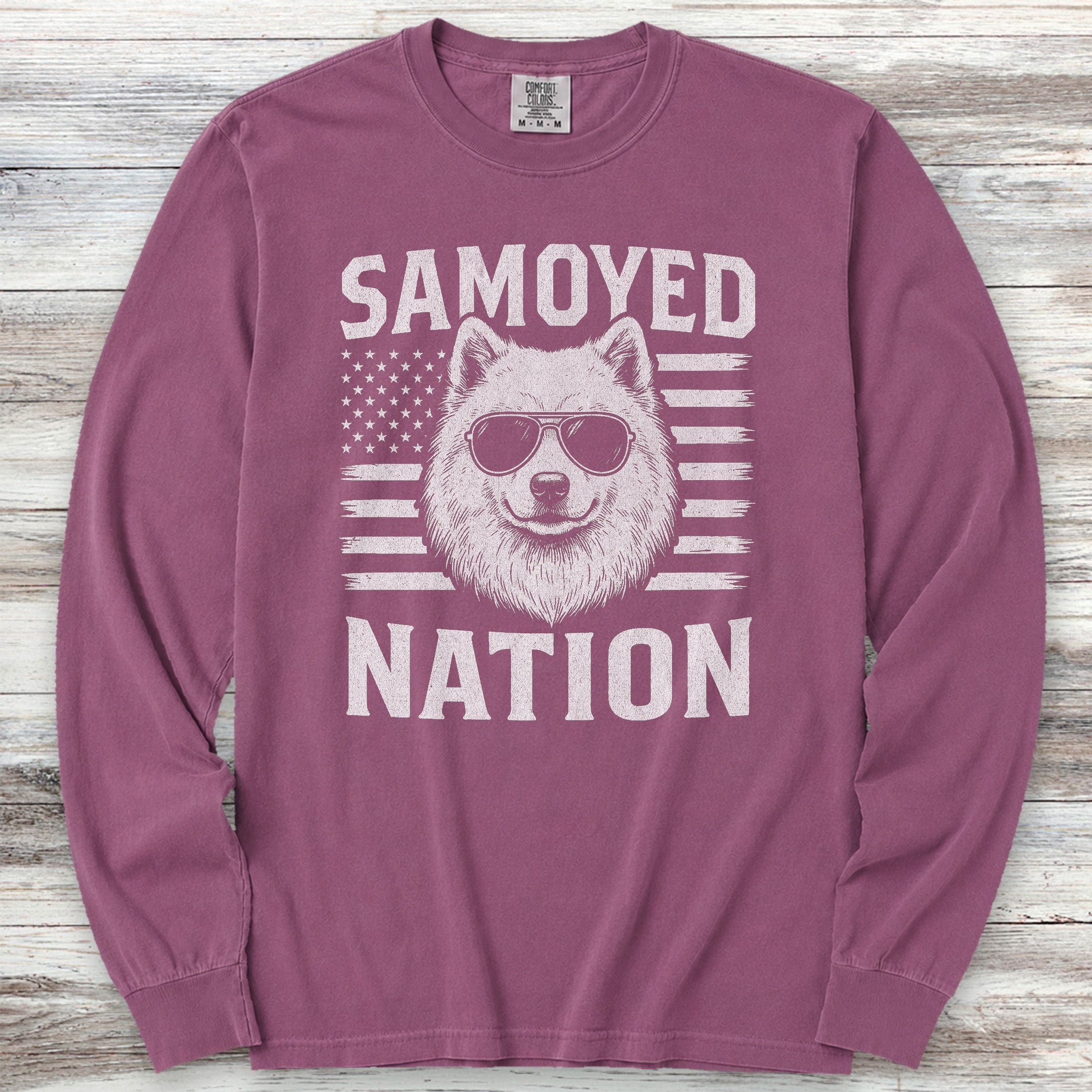 Samoyed Nation Long Sleeve Tee - Berry