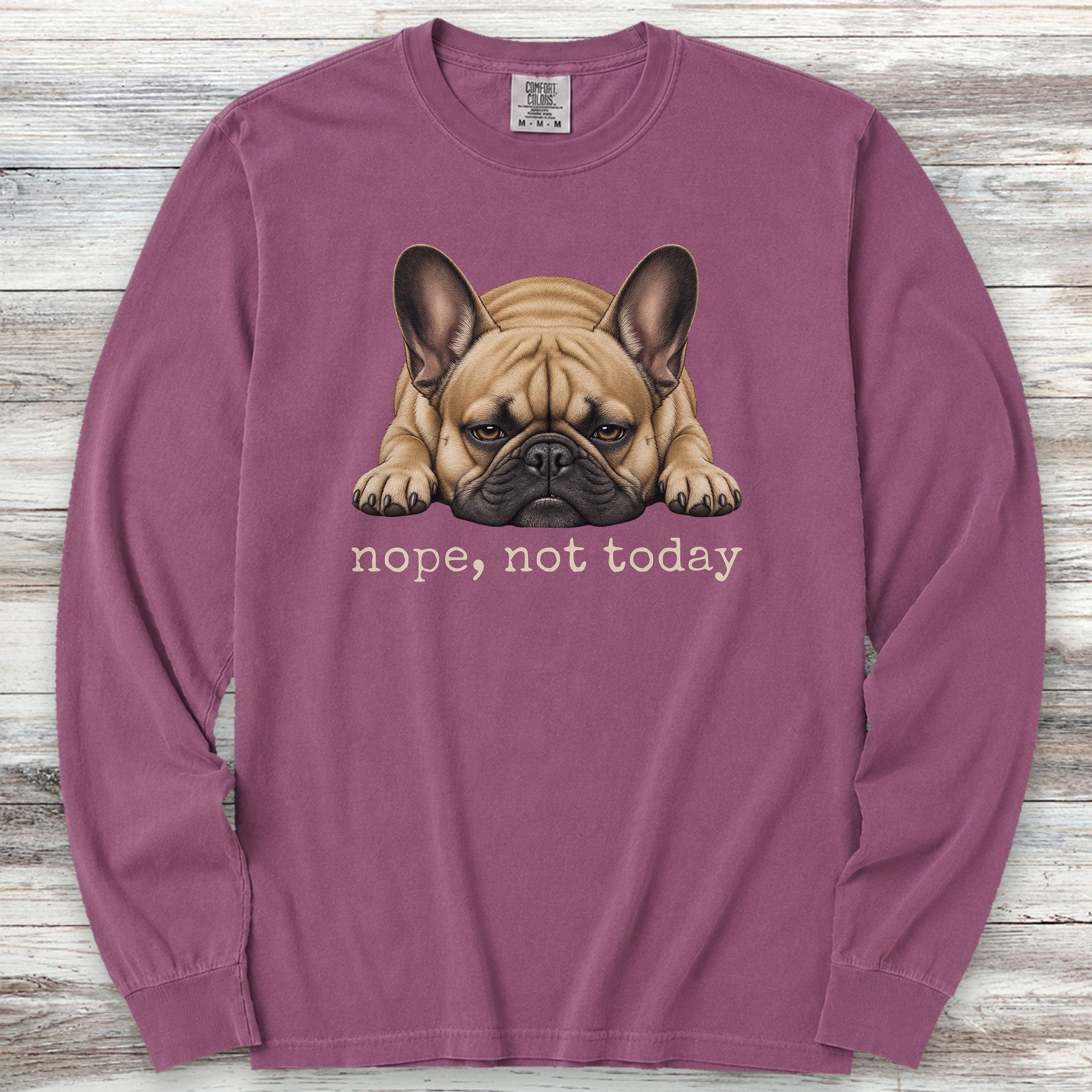 French Bulldog Nope Long Sleeve Tee - Berry