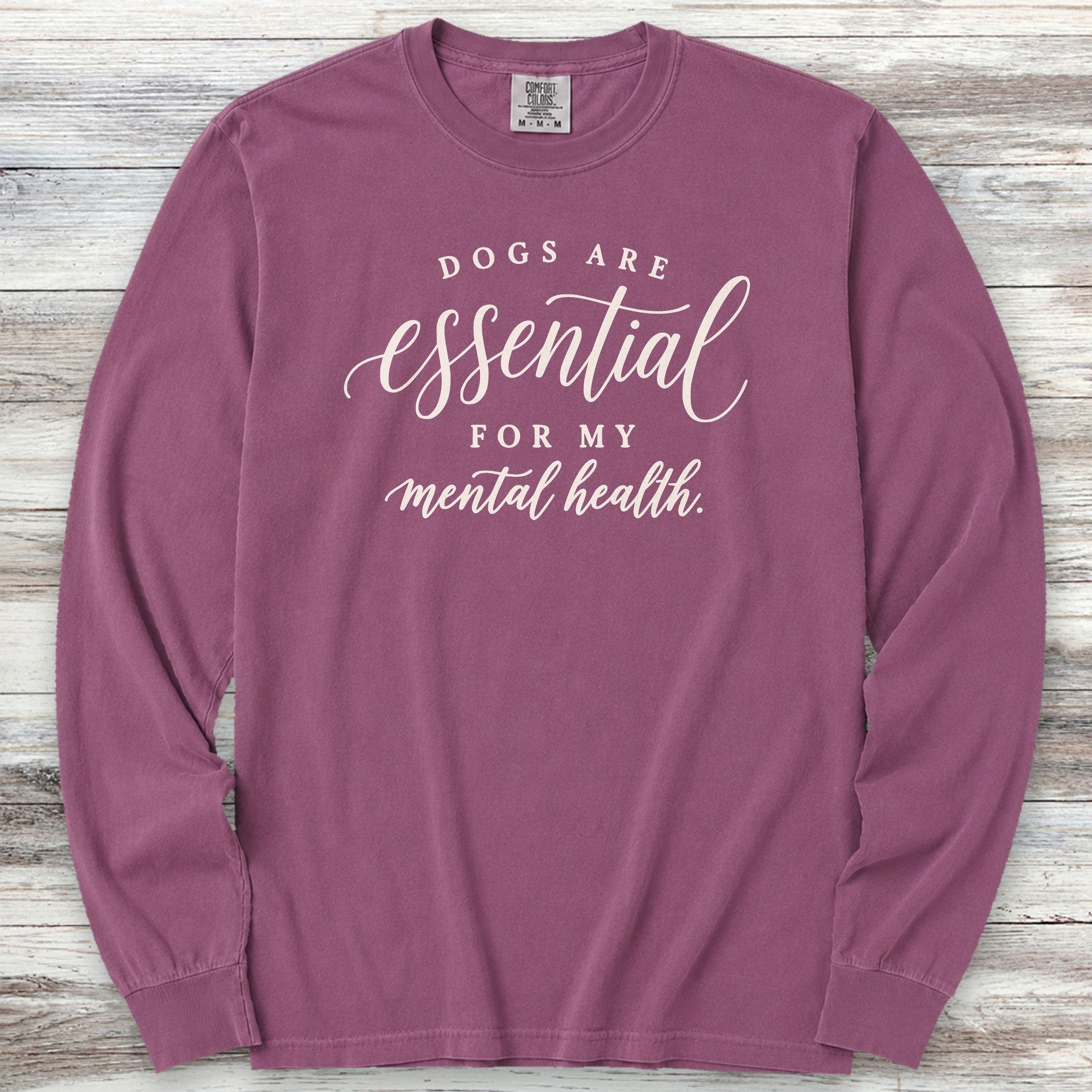 Dogs Are Essential Long Sleeve Tee - Berry