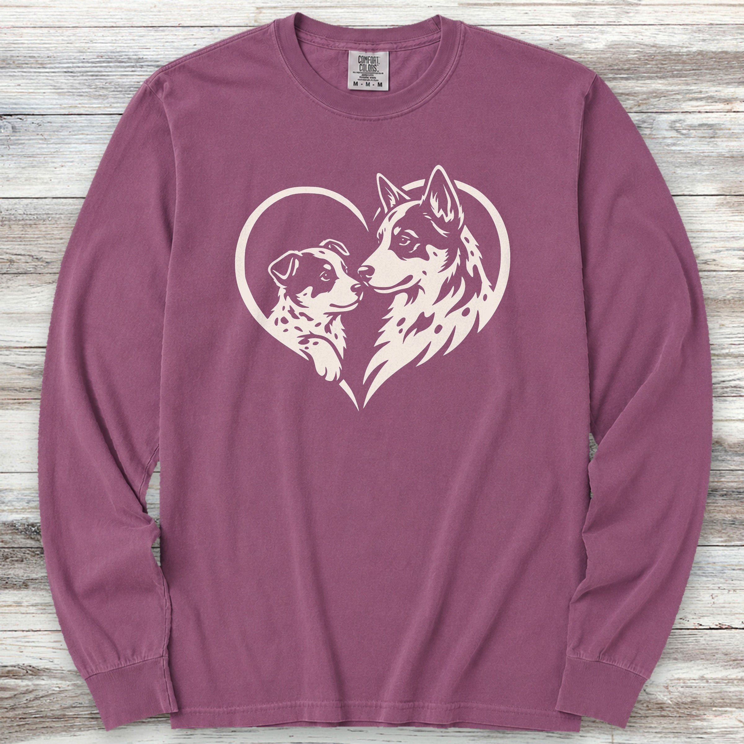 Australian Cattle Dog Heart Bond Long Sleeve Tee - Berry