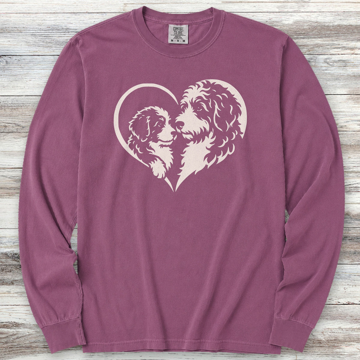 Bernedoodle Heart Bond Long Sleeve Tee - Berry