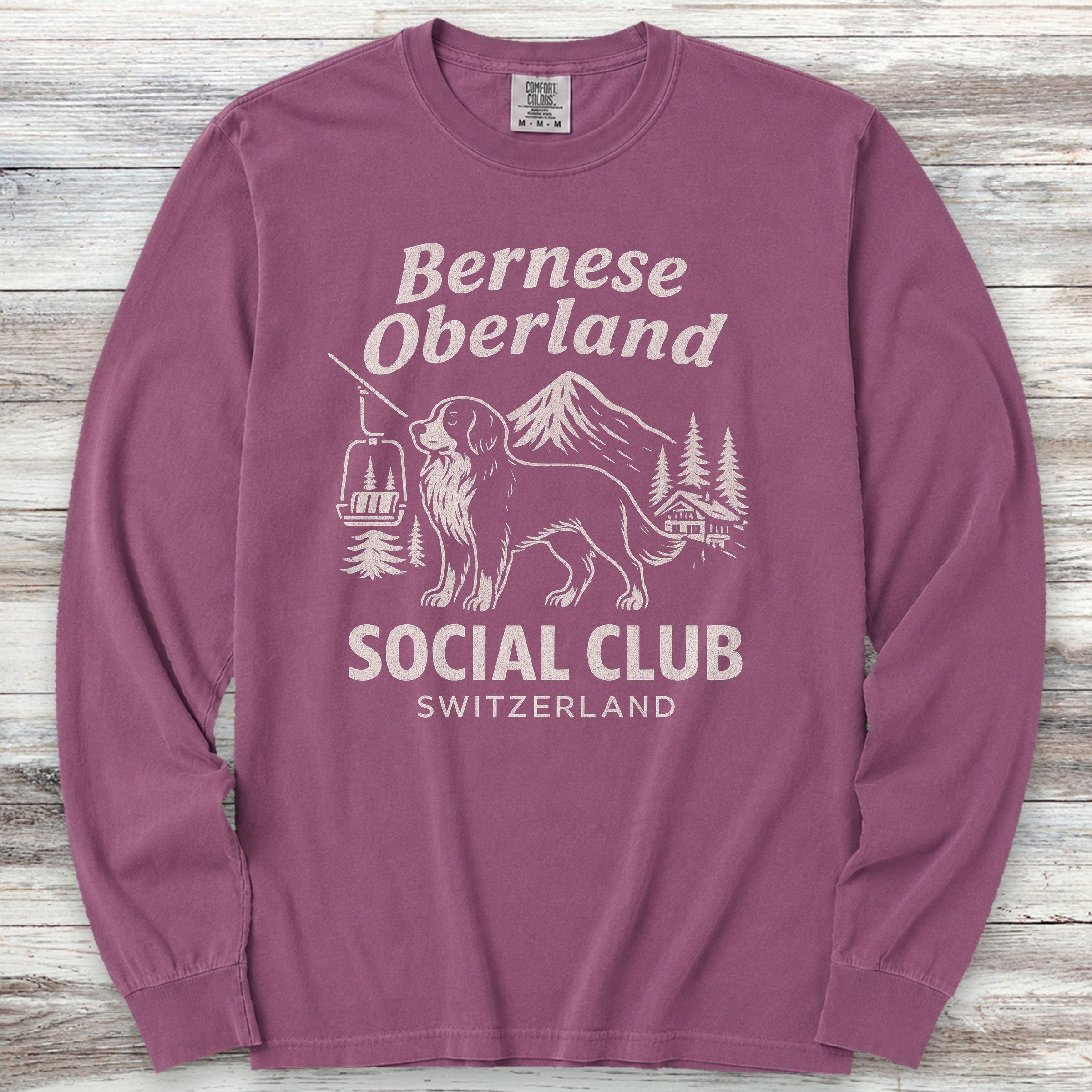 Bernese Mountain Dog Oberland Long Sleeve Tee - Berry