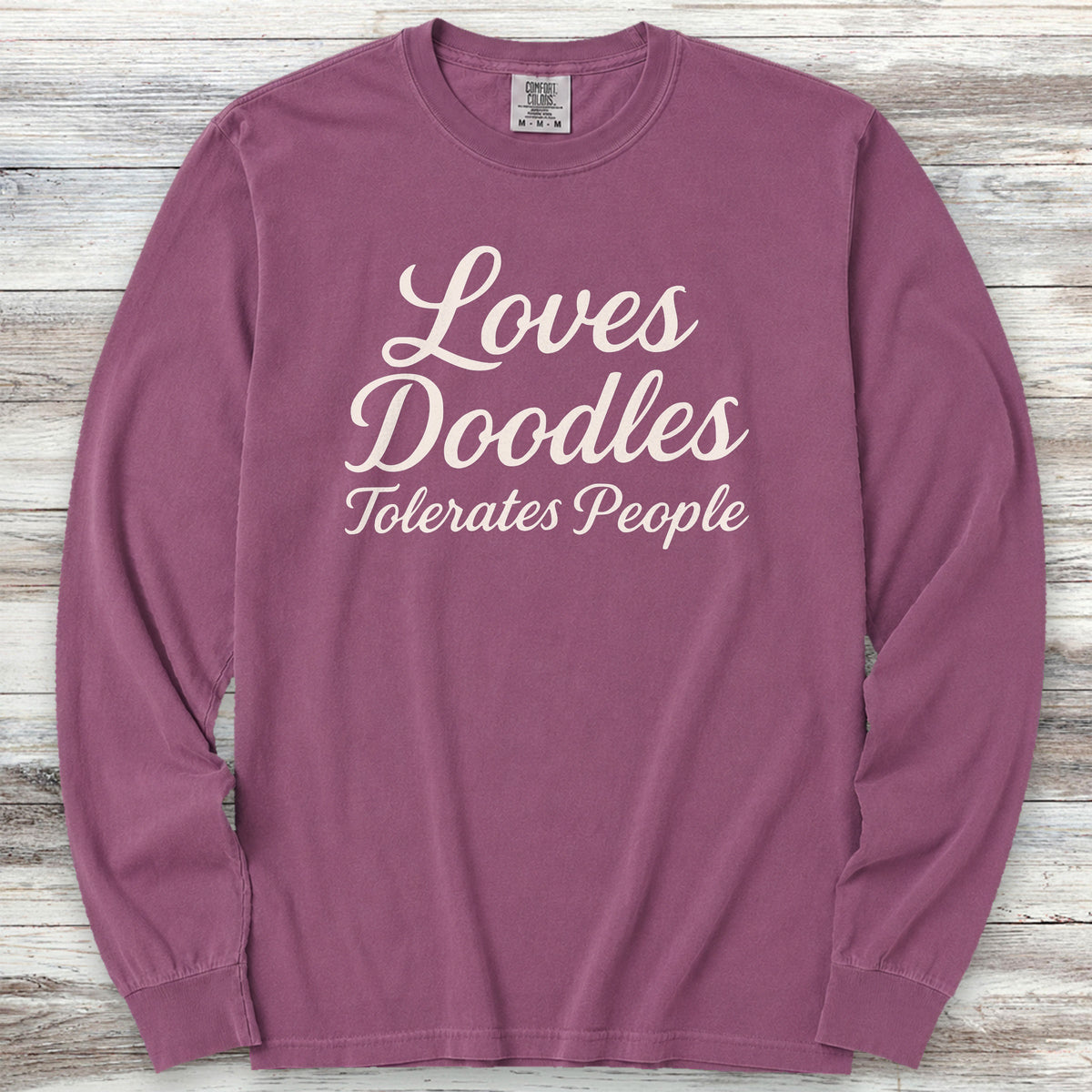 Doodle Tolerates People Long Sleeve Tee - Berry
