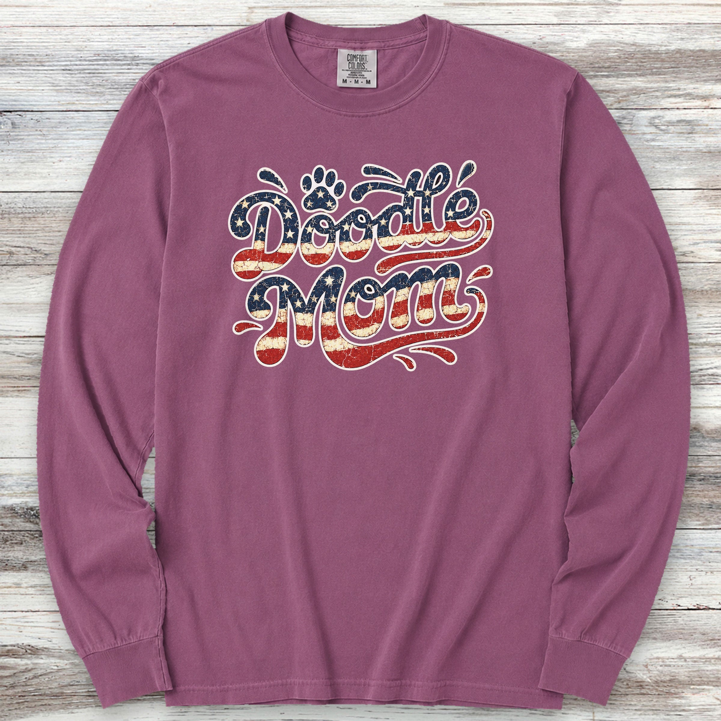 Doodle USA Mom Long Sleeve Tee - Berry