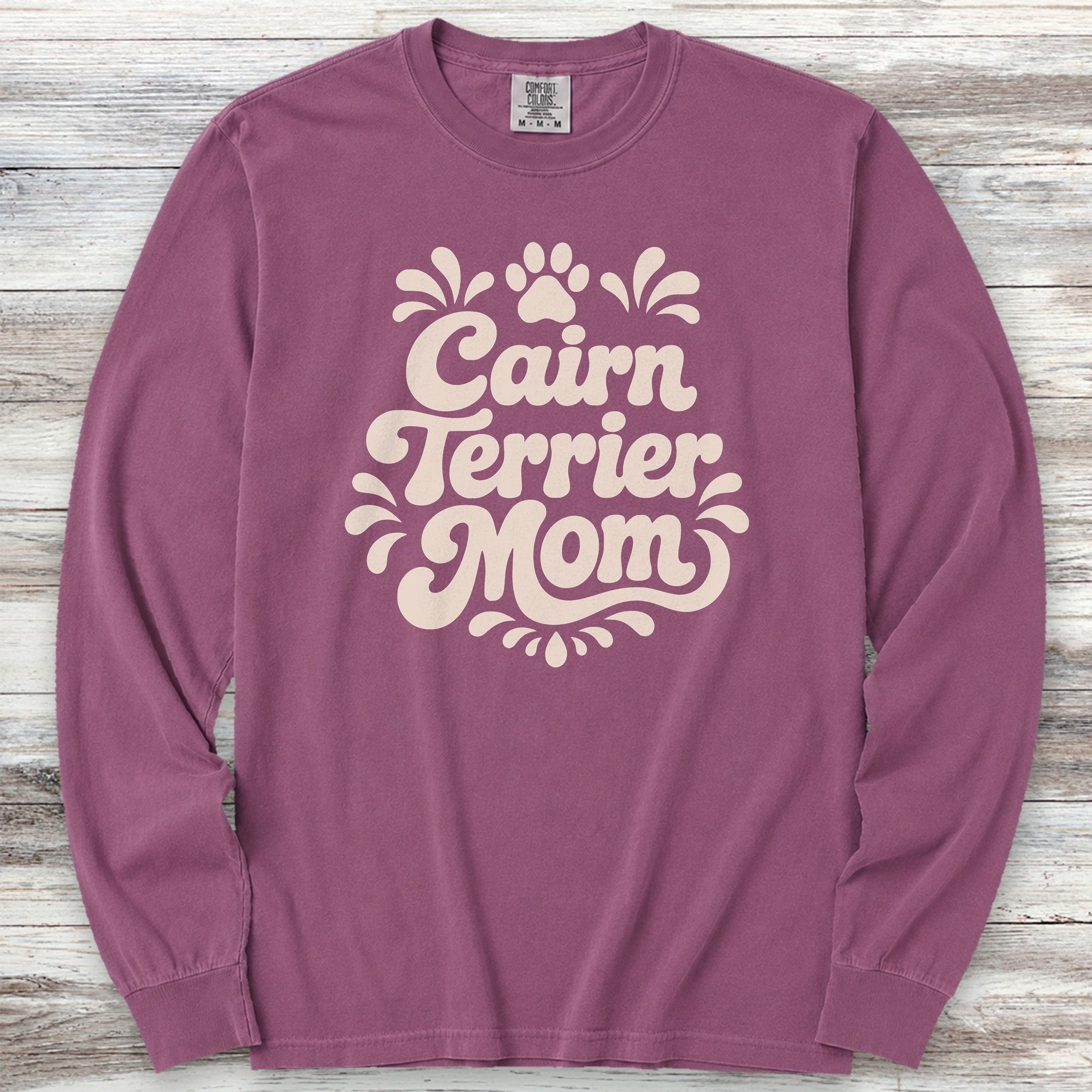 Cairn Terrier Groovy Mom Long Sleeve Tee - Berry