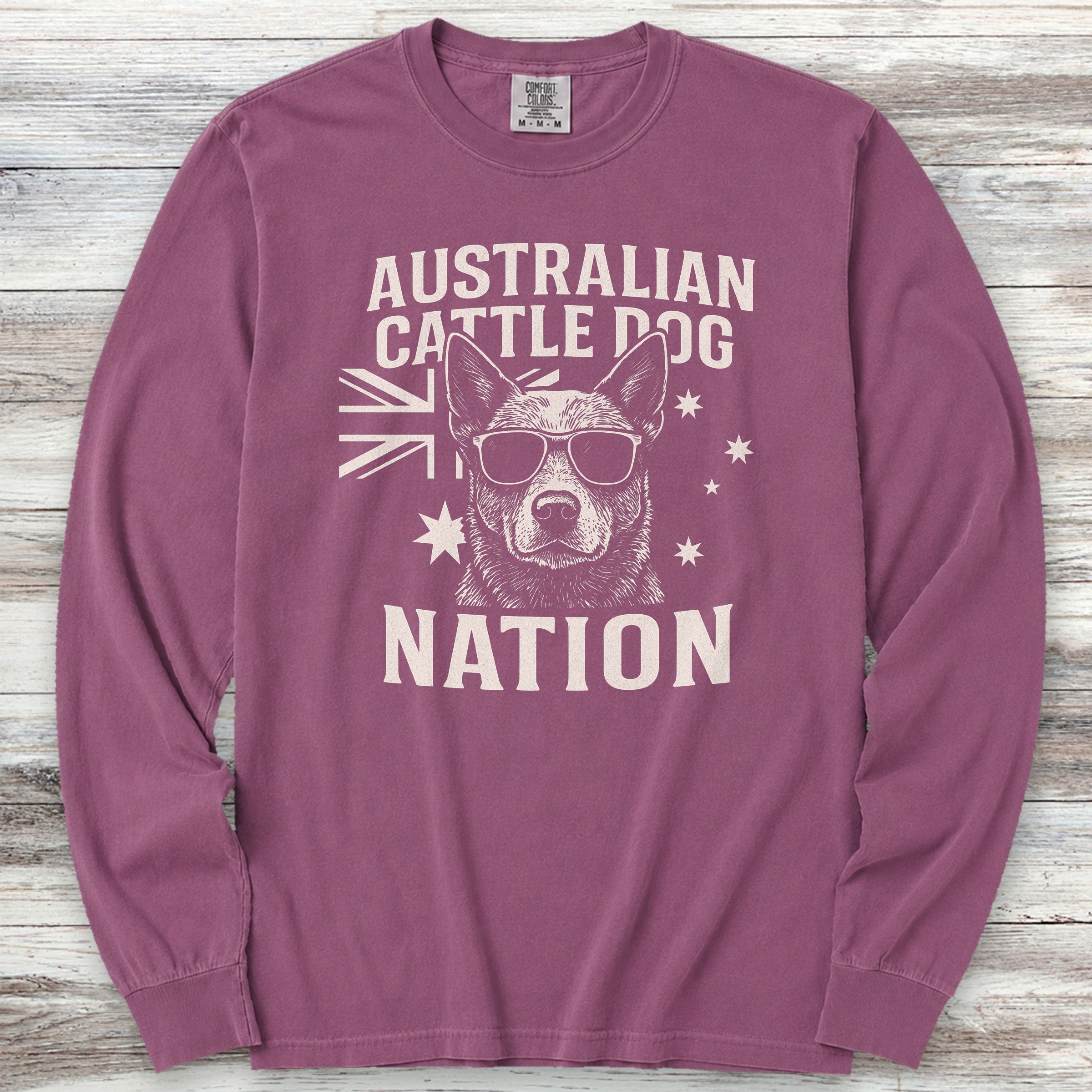 Australian Cattle Dog Australia Long Sleeve Tee - Berry