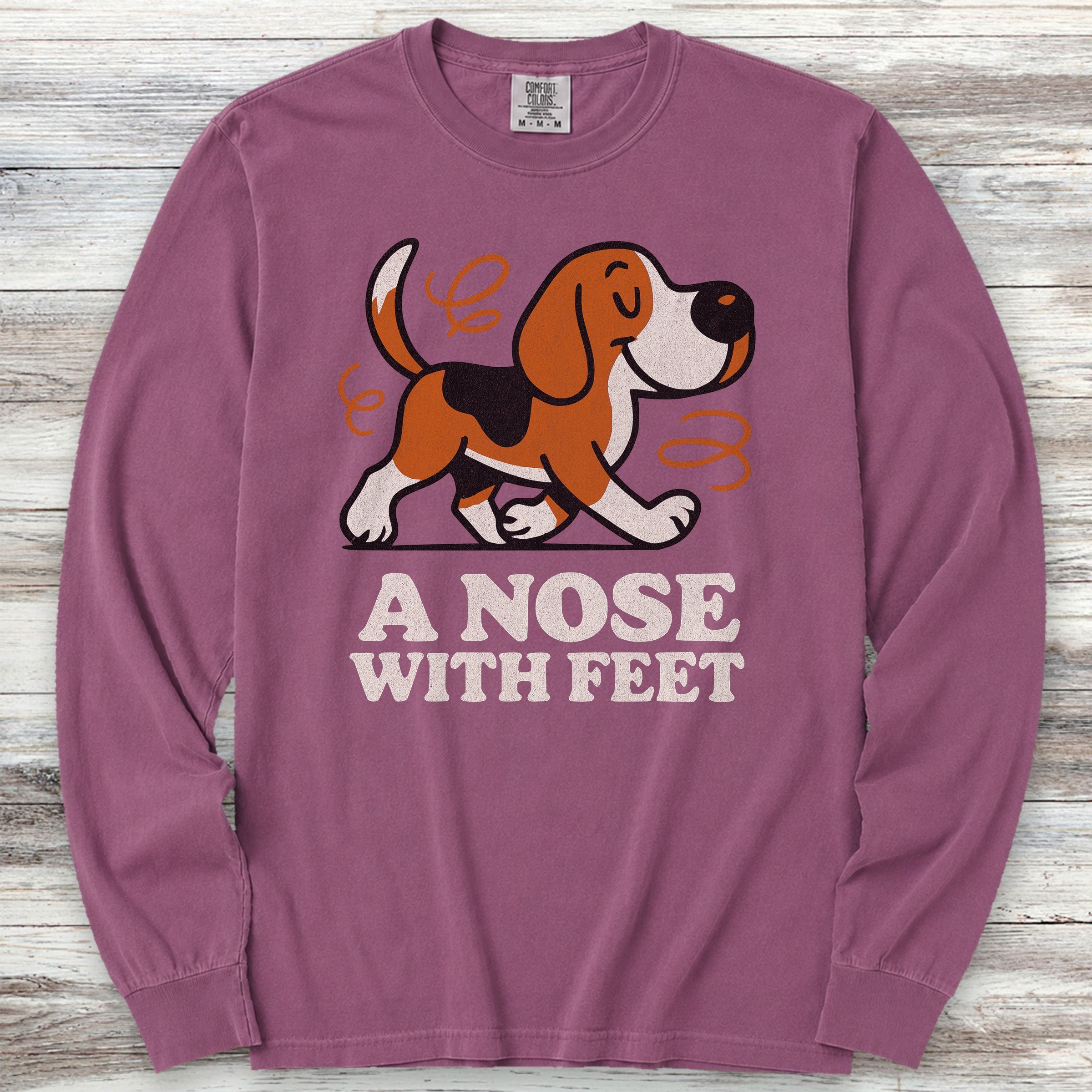 Beagle Nose Long Sleeve Tee - Berry