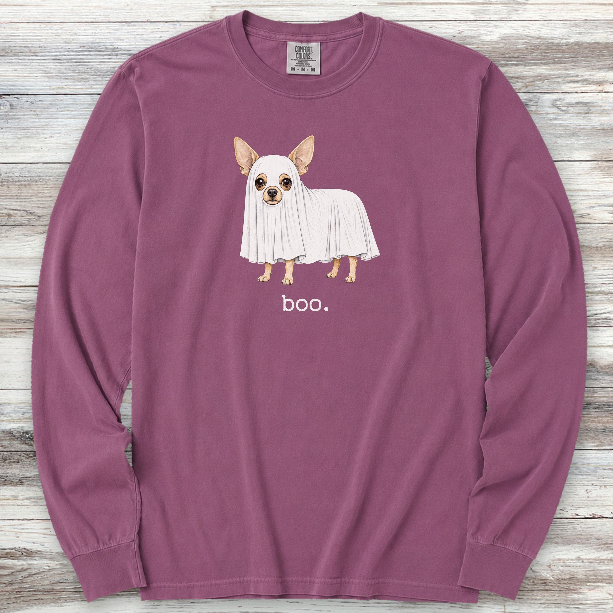 Chihuahua Boo Long Sleeve Tee - Berry
