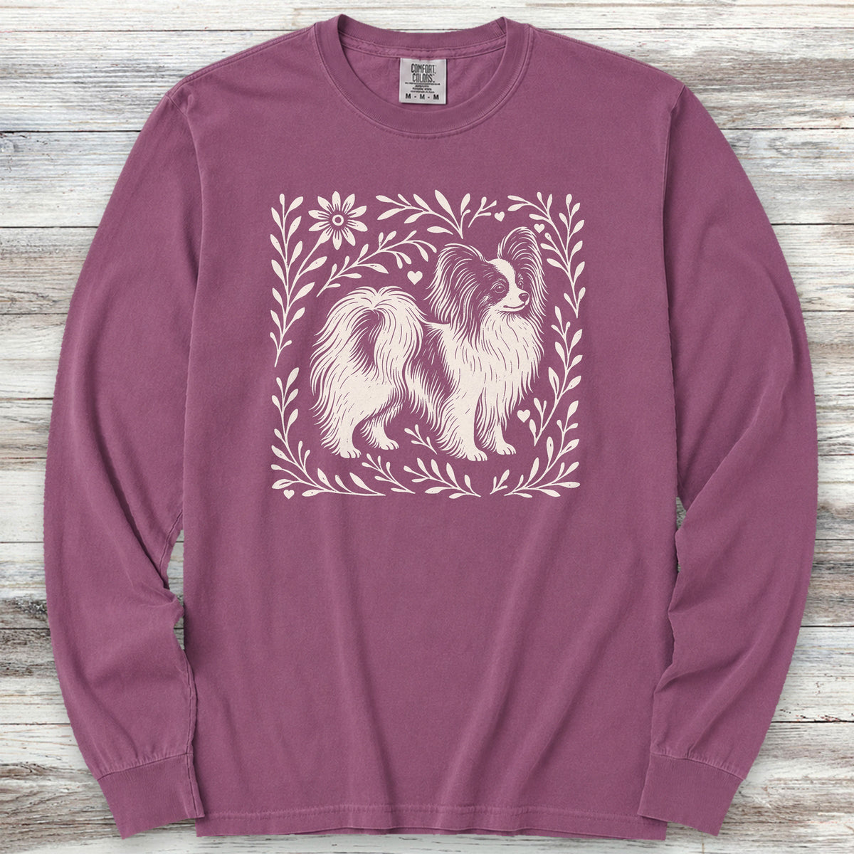 Papillon Linocut Long Sleeve Tee - Berry