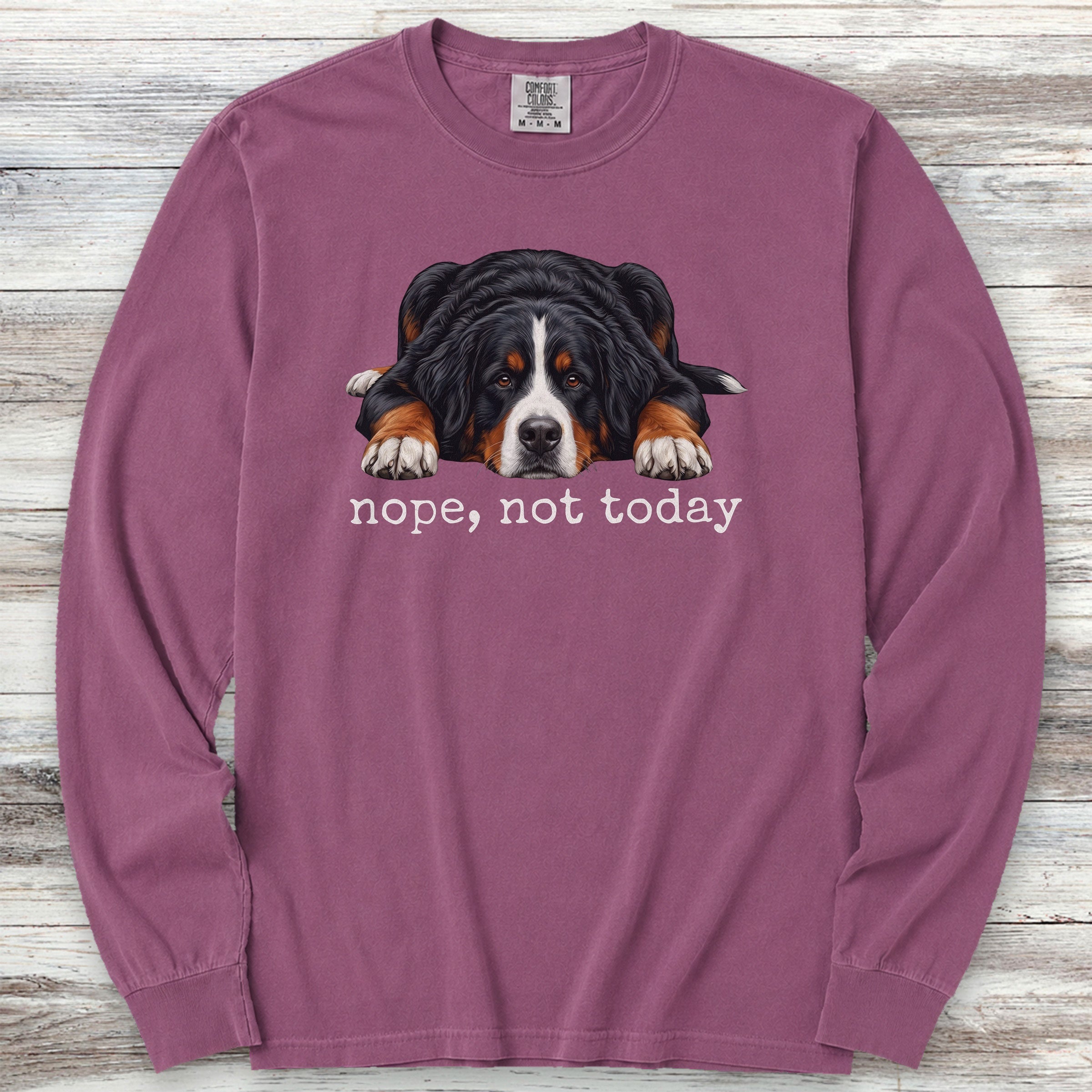 Swiss Mountain Dog Nope Long Sleeve Tee - Berry
