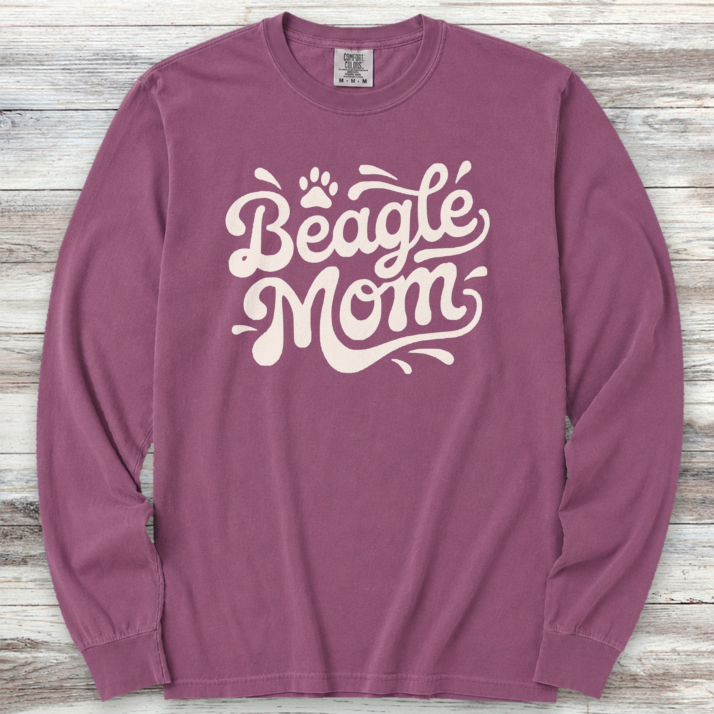 Beagle Groovy Mom Long Sleeve Tee - Berry