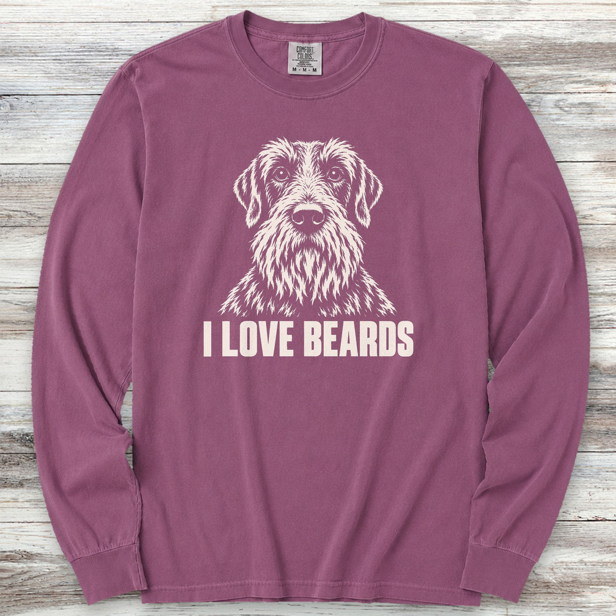 Wirehaired Pointing Griffon I Love Beards Long Sleeve Tee - Berry