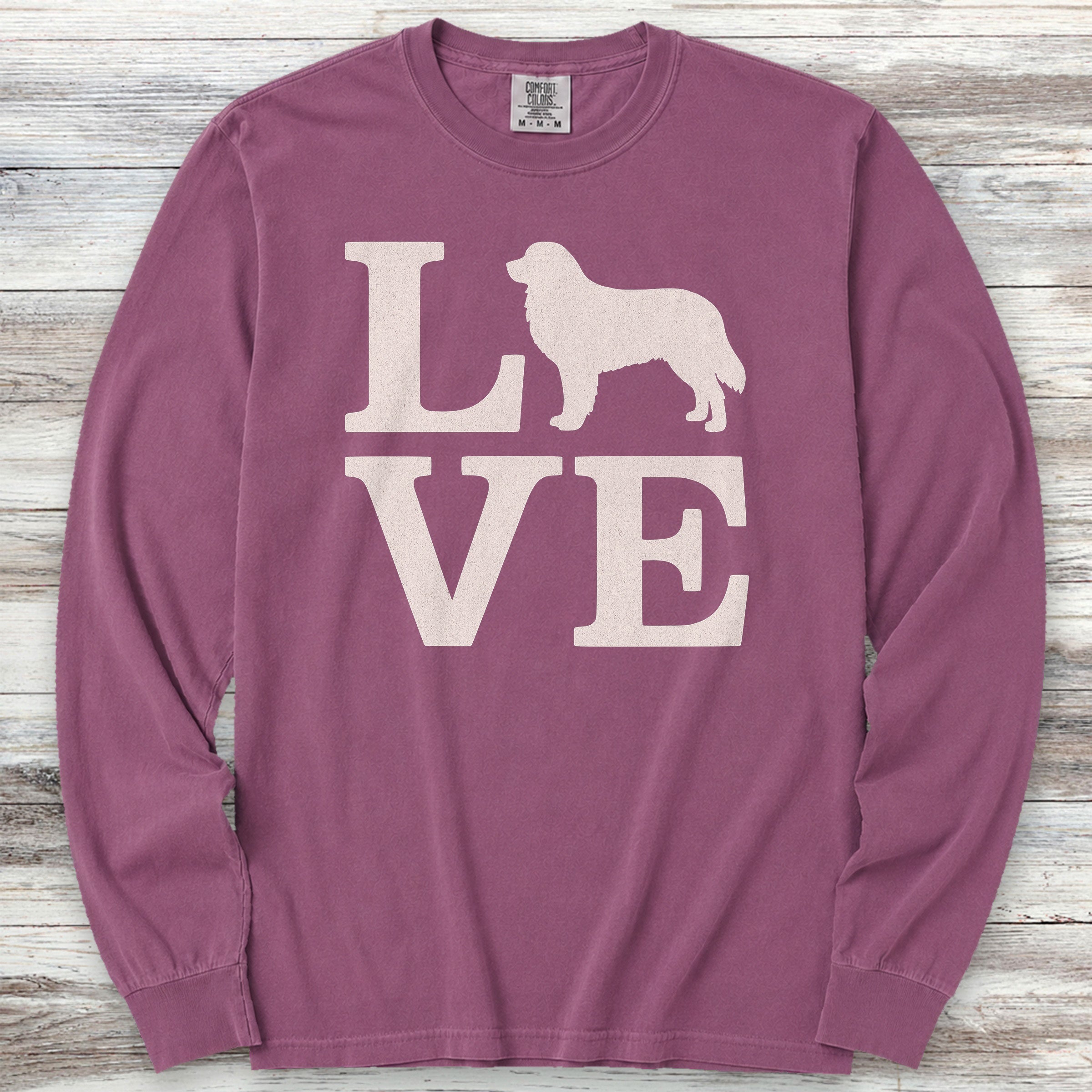 Bernese Mountain Dog Love Long Sleeve Tee - Berry