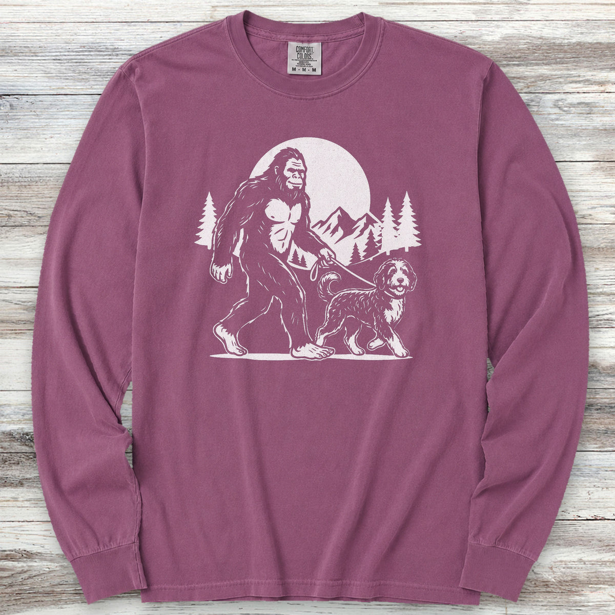 Bernedoodle & Bigfoot Long Sleeve Tee - Berry